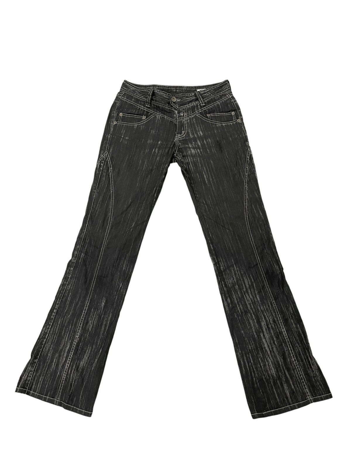Japanese Brand Flare Jeans Semantic Design Stretch Acid Wash Boot Cut 14🟦 Size US 29 - 2 Thumbnail