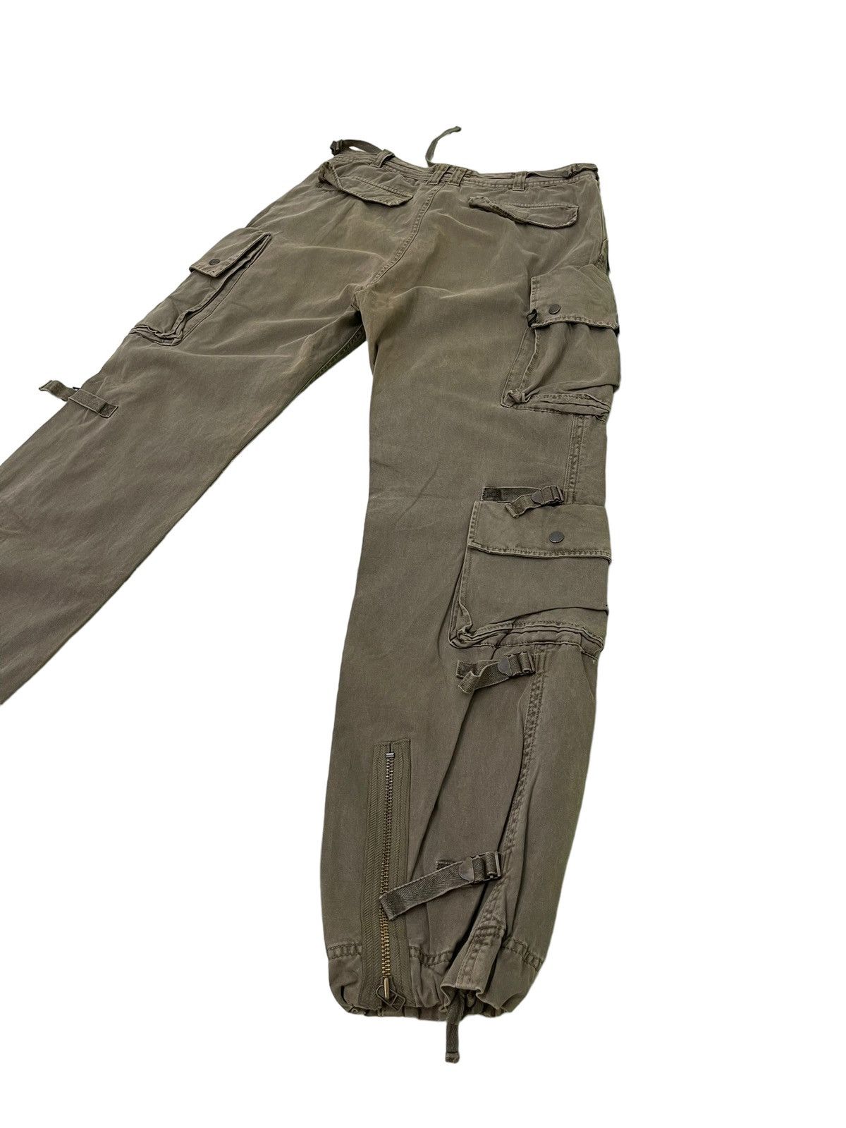 Japanese Brand Multipockets Cargo Wide Pant Soljah Faded Military 15🟦 Size US 32 / EU 48 - 3 Thumbnail