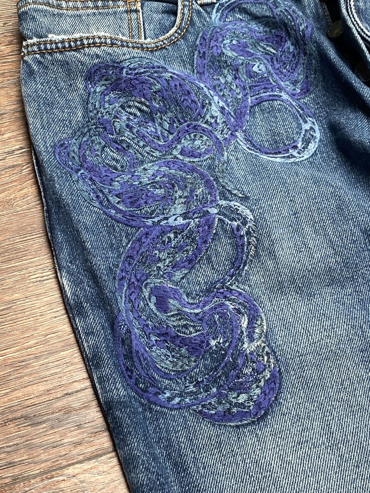 Roberto Cavalli Roberto Cavalli Embroidery Pattern Washed Denim Size US 31 - 6 Thumbnail