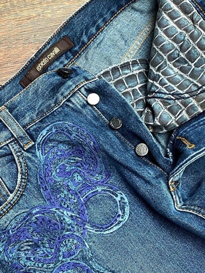 Roberto Cavalli Roberto Cavalli Embroidery Pattern Washed Denim Size US 31 - 4 Thumbnail