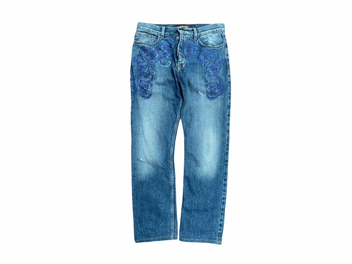 Roberto Cavalli Roberto Cavalli Embroidery Pattern Washed Denim Size US 31 - 1 Thumbnail