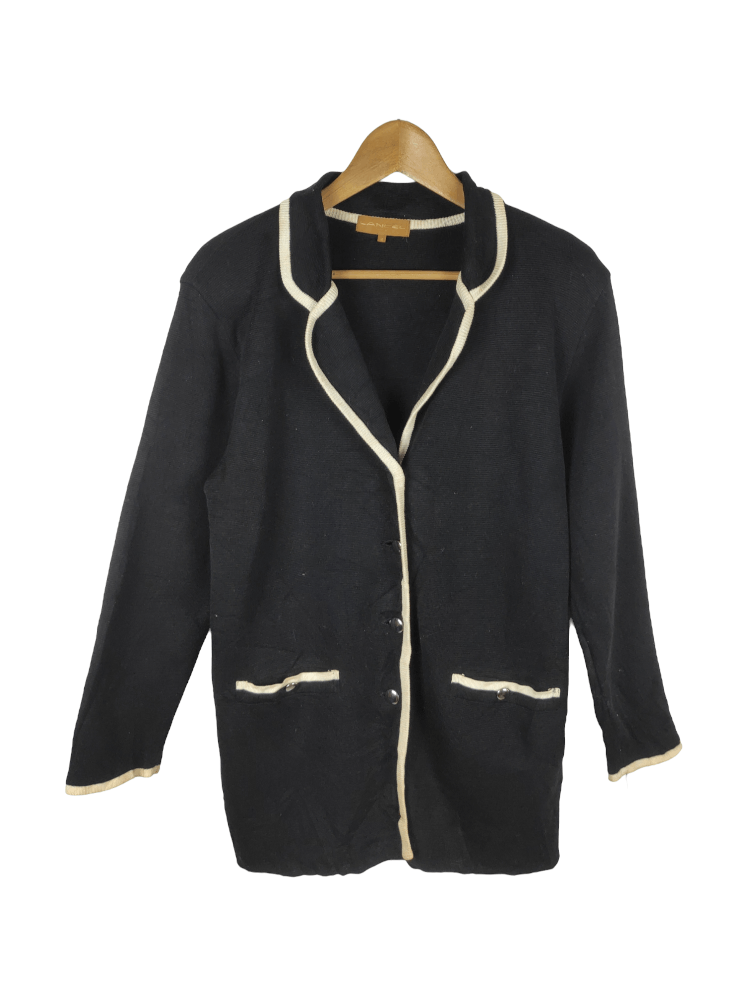 image of Vintage Lancel Paris White Lining Cardigan Jacket, Women's (Size Medium)