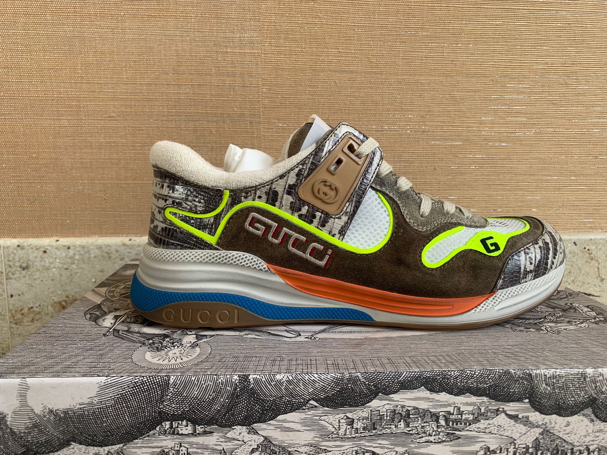 image of Gucci Miro Soft Logo Runner Trainer In Brown / Multi Shoes, Men's (Size 9)