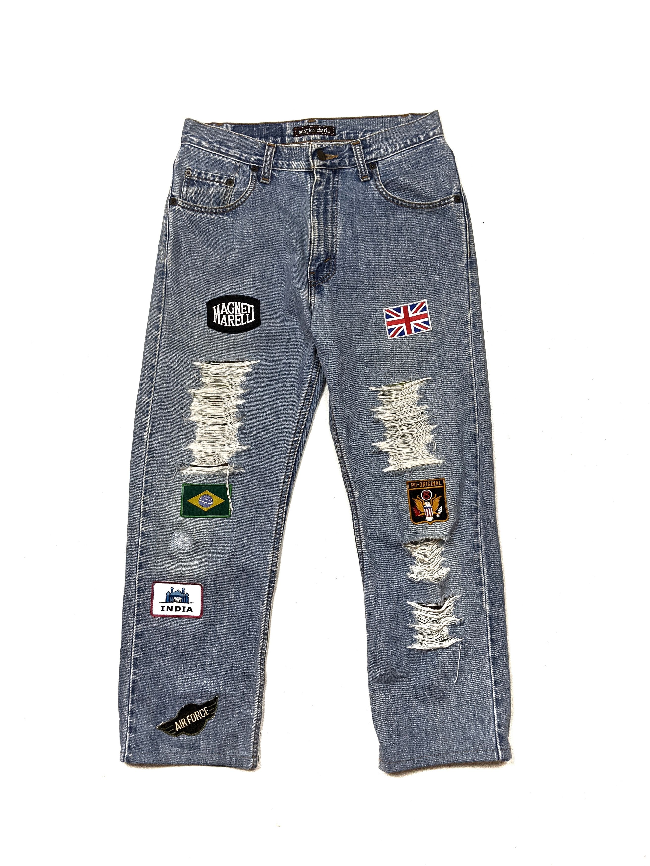 Japanese Brand Mistico Charla Distressed Denim Patchwork Jeans Bottom Pant Size US 31 - 2 Thumbnail