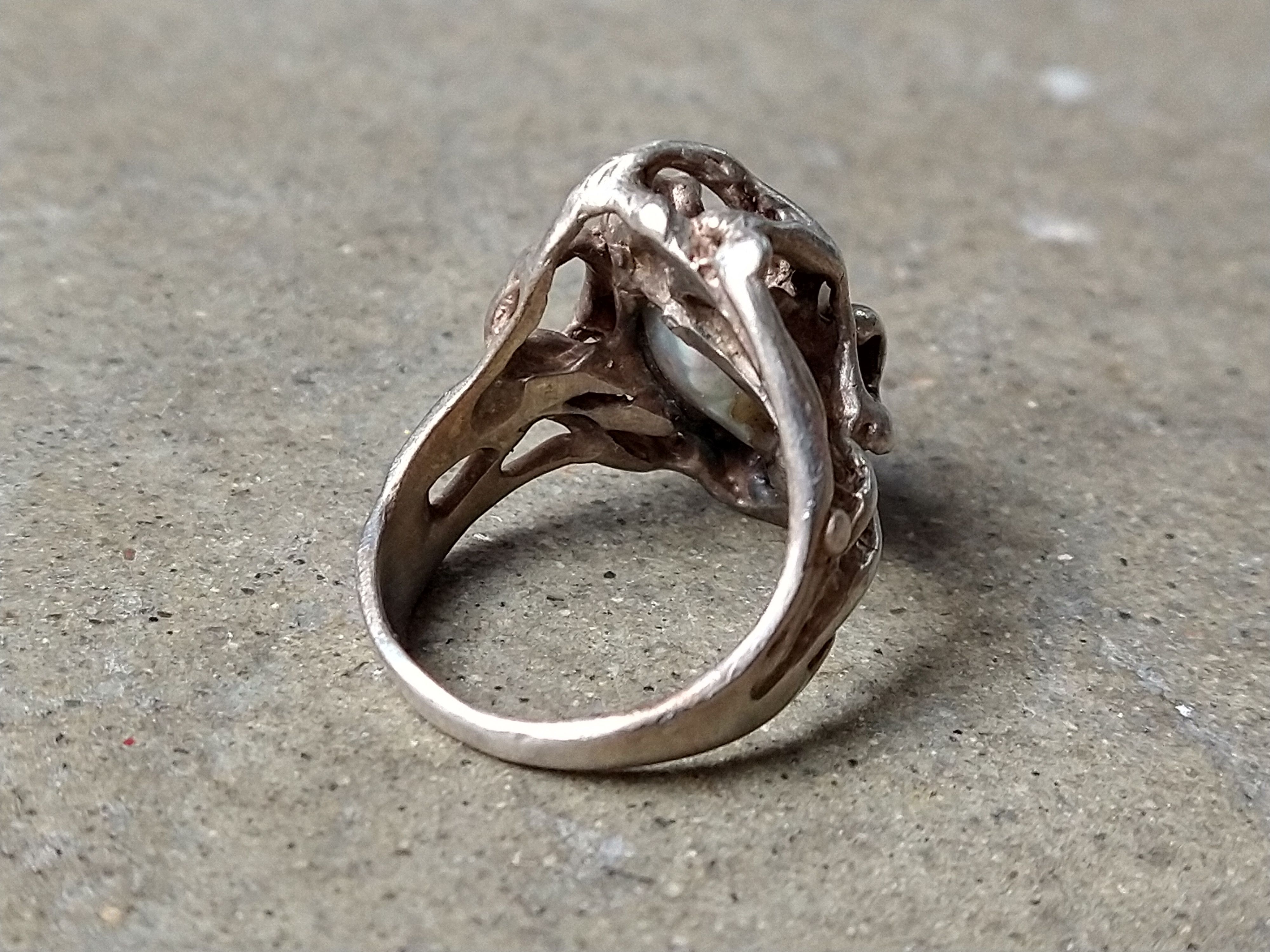 Jewelry Sterling Silver Ring Baroque Pearl Size 8 Brutalist Modern Size ONE SIZE - 8 Thumbnail