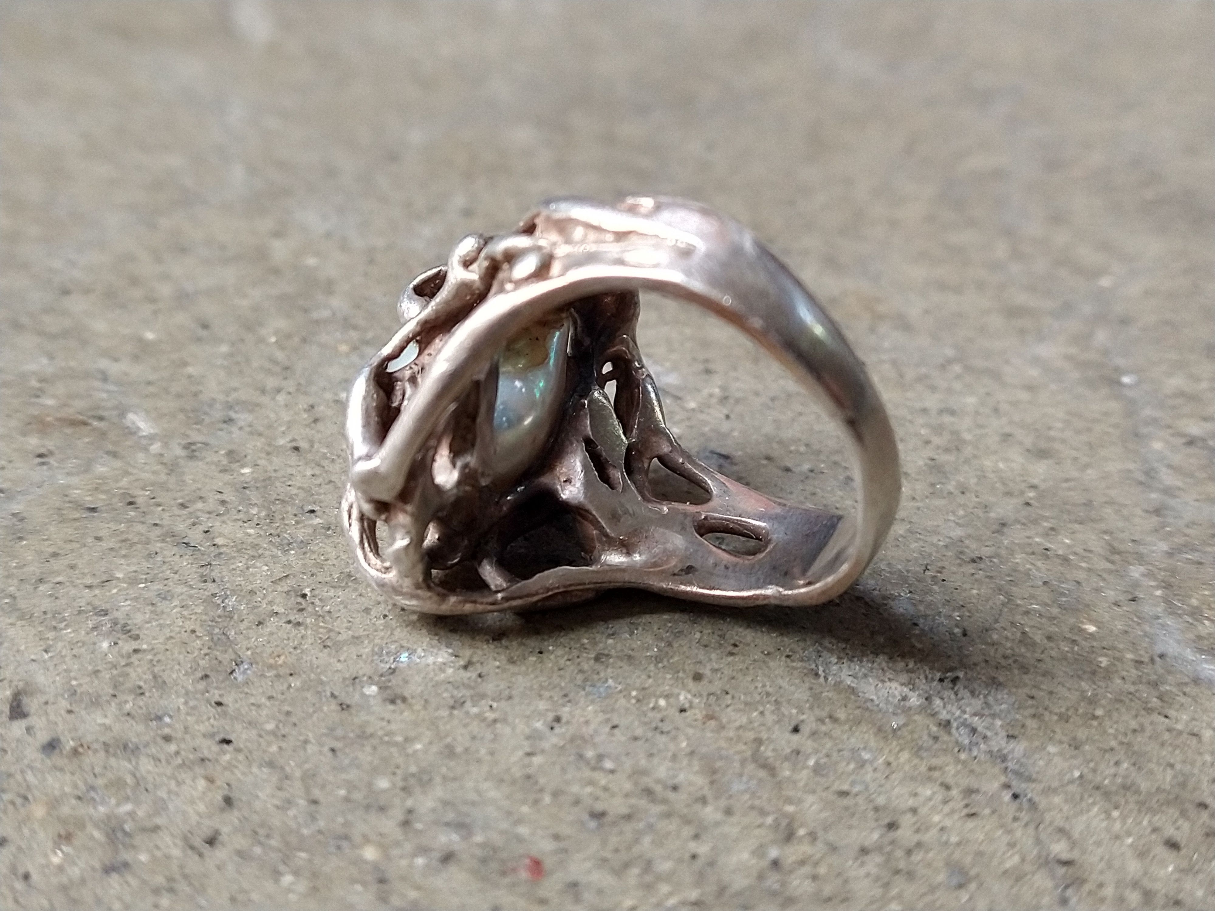 Jewelry Sterling Silver Ring Baroque Pearl Size 8 Brutalist Modern Size ONE SIZE - 11 Thumbnail