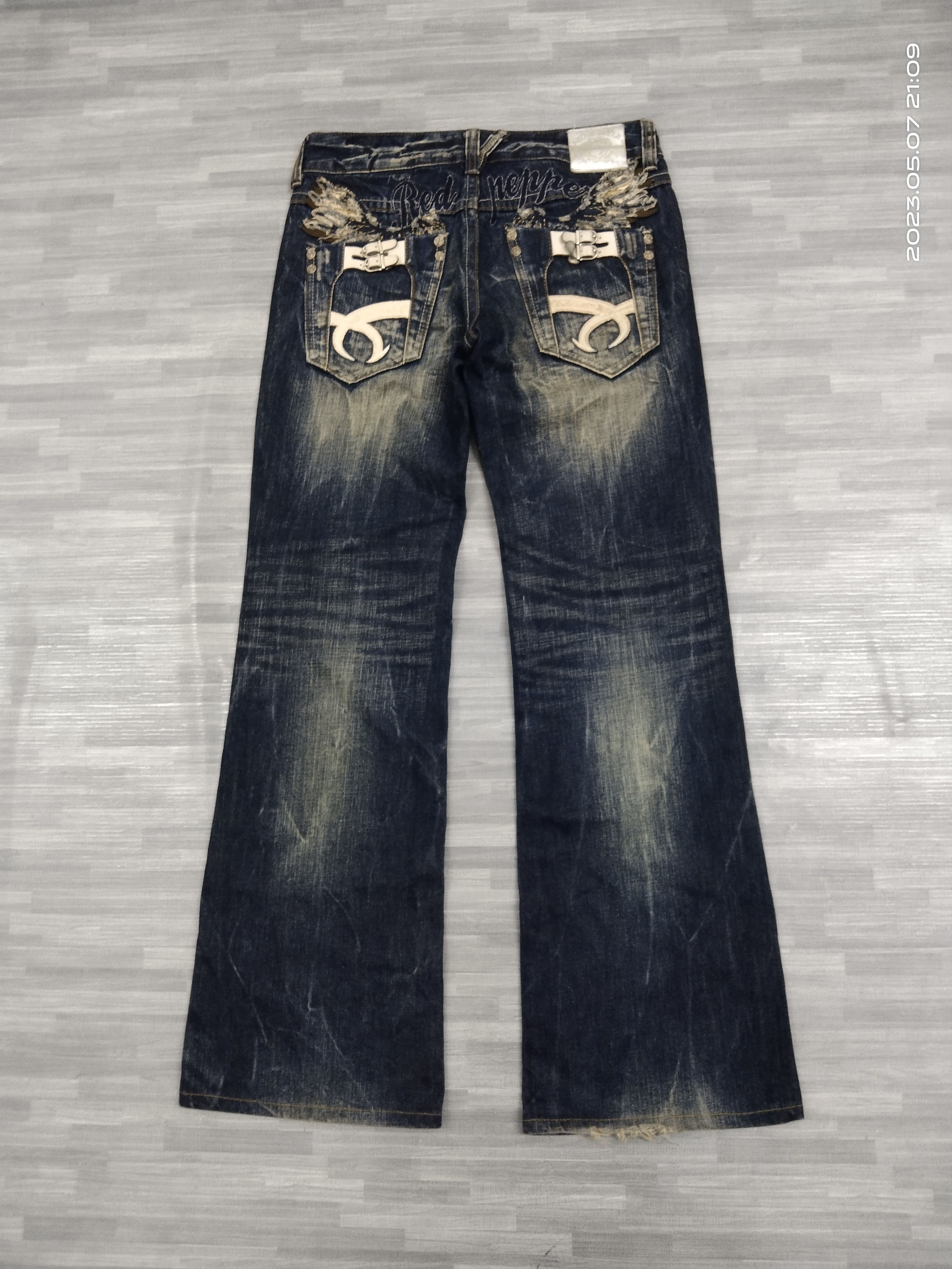 Japanese Brand FLARE SUPER SICK RUSTY RED PEPPER DENIM PANTS Size US 29 - 3 Thumbnail