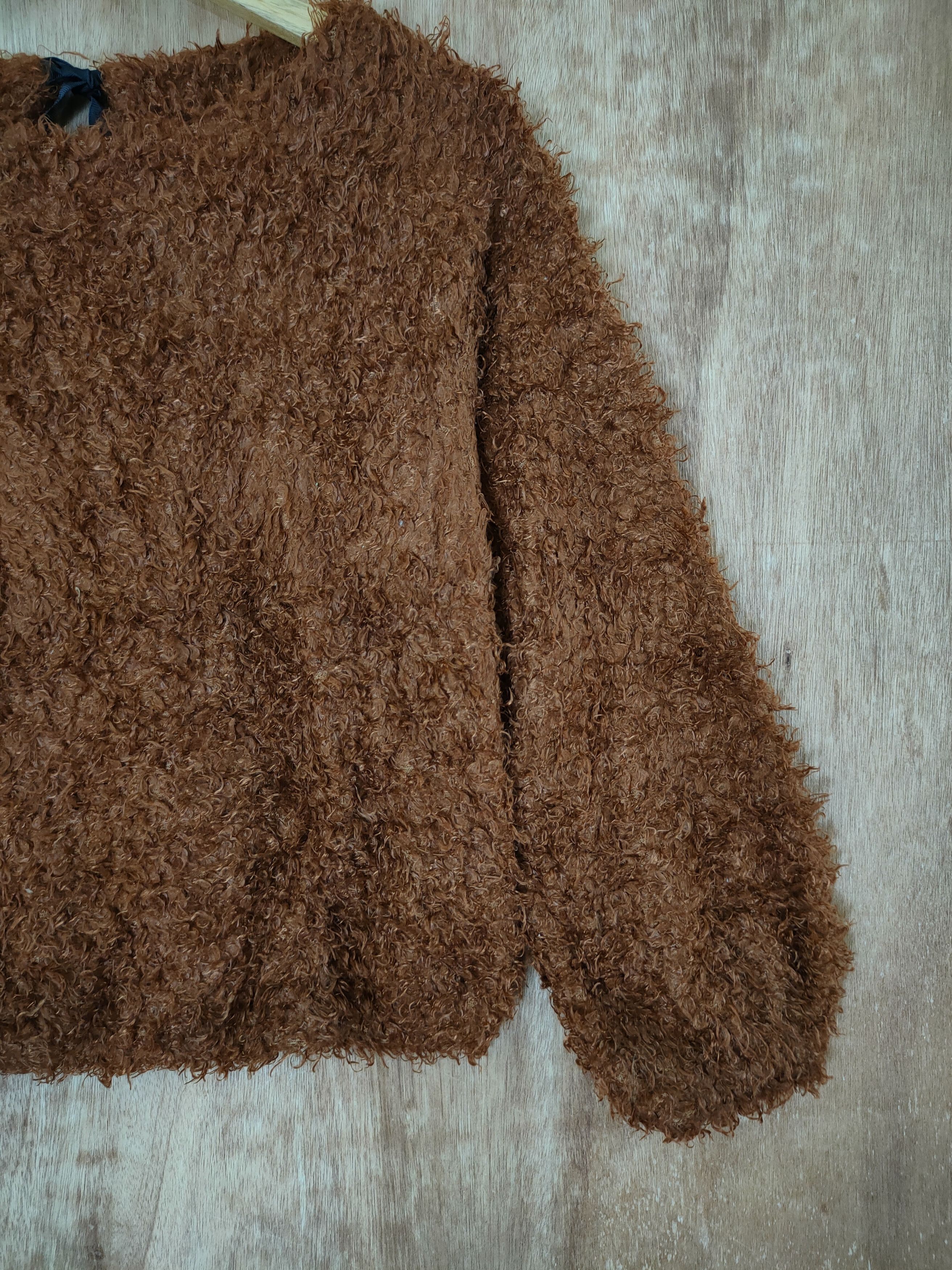 Homespun Knitwear D Rope picnic brown white soft fur mohair sweatshirt #46-500 Size XS / US 0-2 / IT 36-38 - 3 Thumbnail