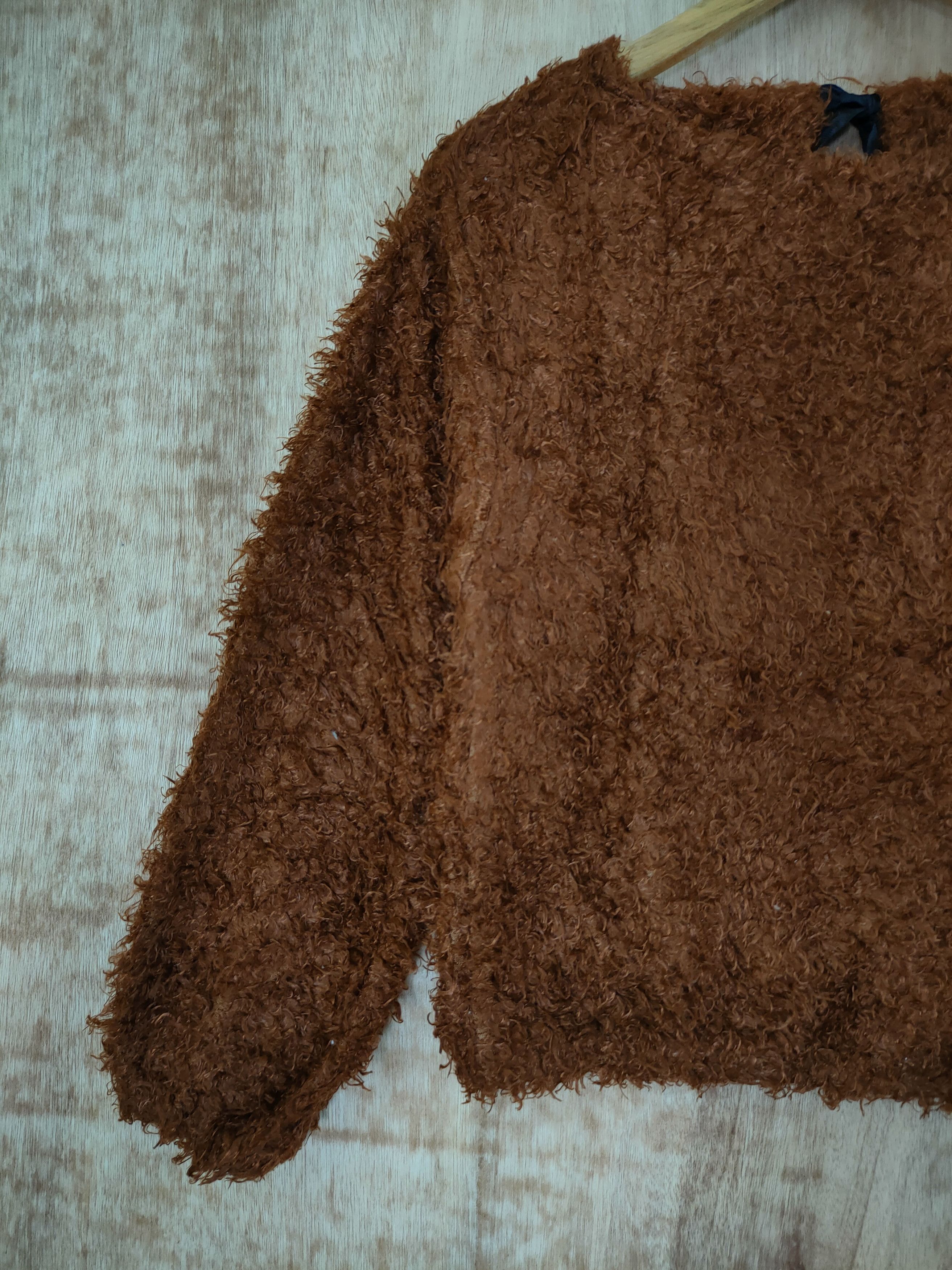 Homespun Knitwear D Rope picnic brown white soft fur mohair sweatshirt #46-500 Size XS / US 0-2 / IT 36-38 - 2 Thumbnail