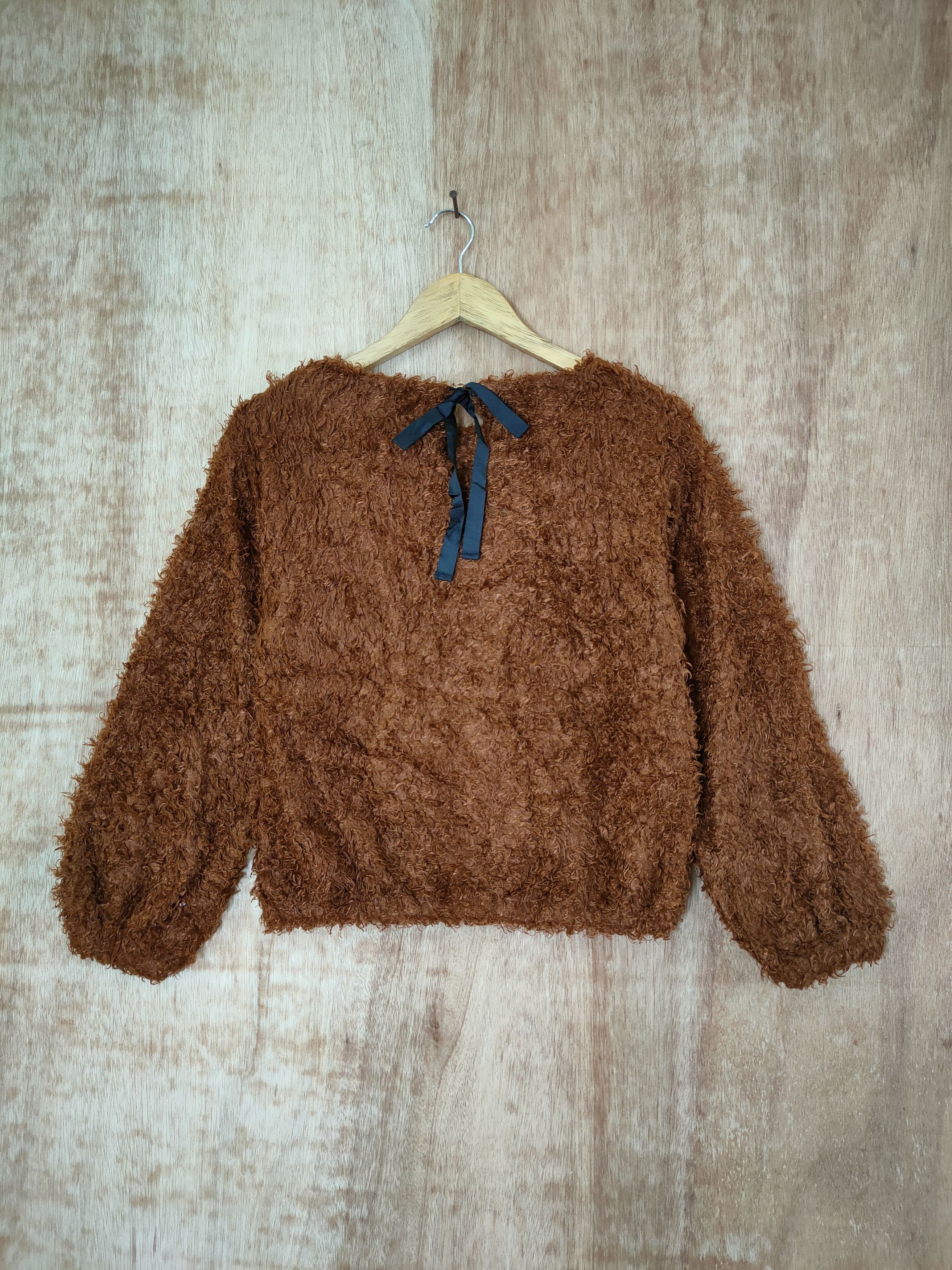Homespun Knitwear D Rope picnic brown white soft fur mohair sweatshirt #46-500 Size XS / US 0-2 / IT 36-38 - 7 Thumbnail