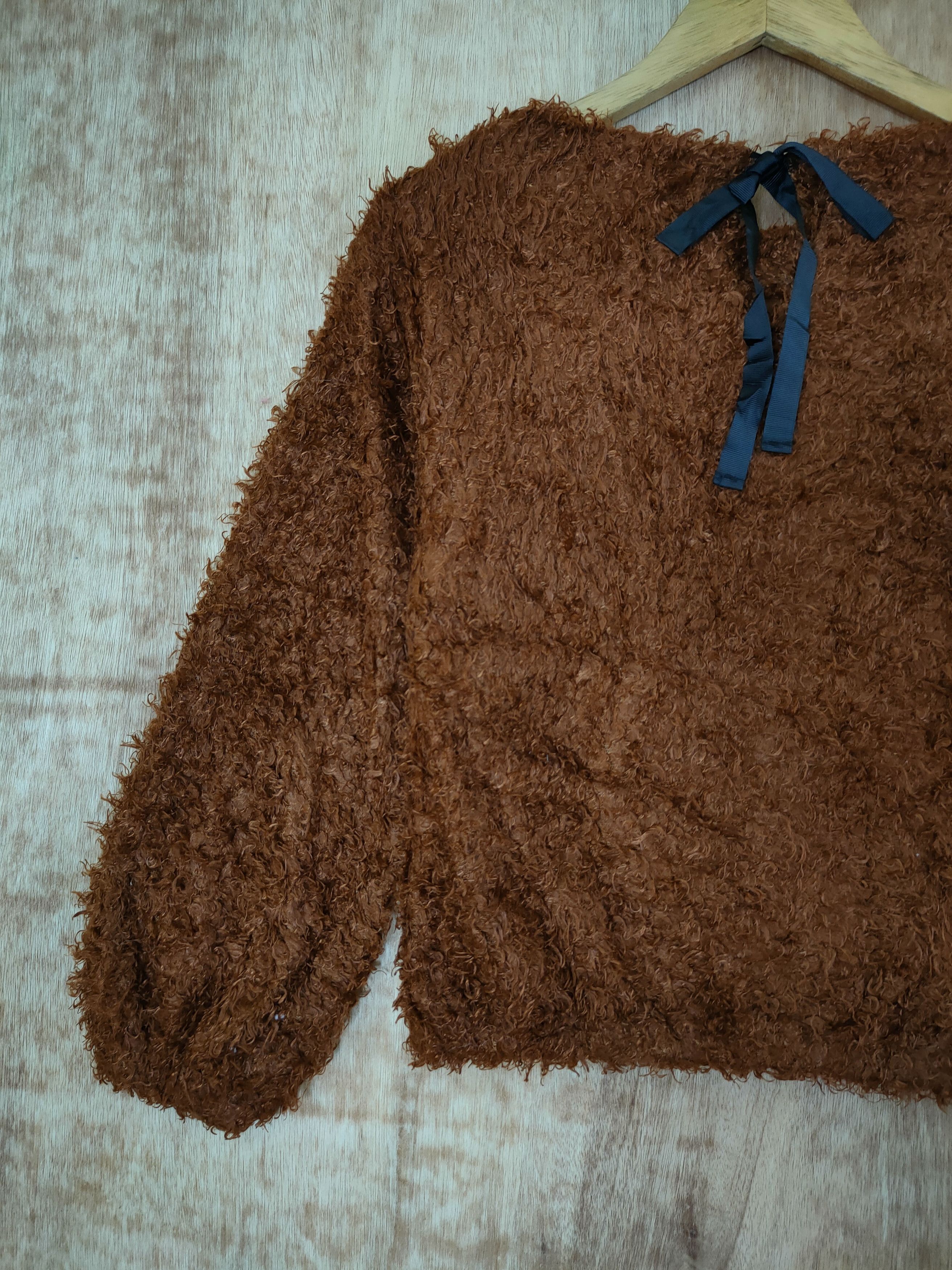Homespun Knitwear D Rope picnic brown white soft fur mohair sweatshirt #46-500 Size XS / US 0-2 / IT 36-38 - 8 Thumbnail