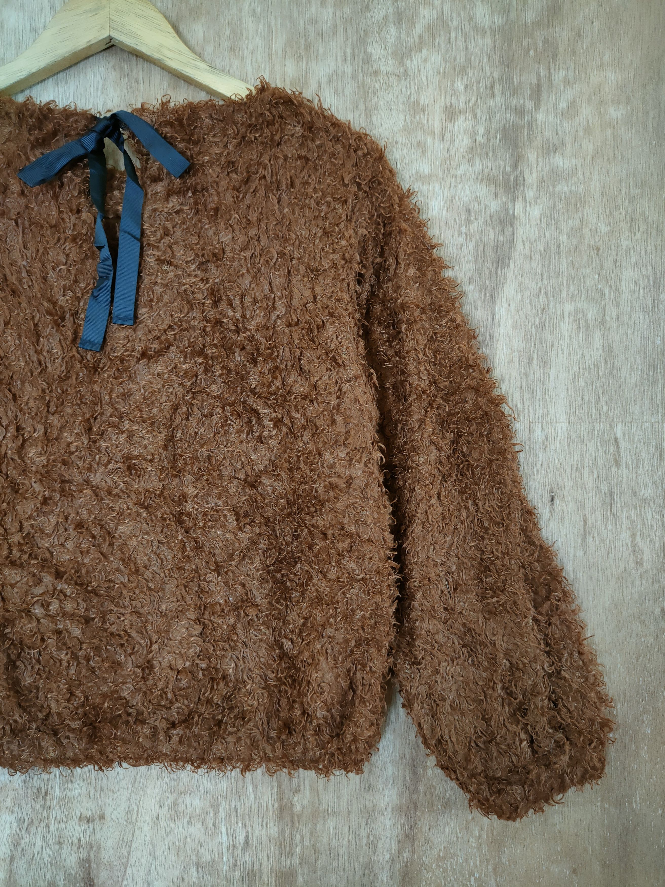 Homespun Knitwear D Rope picnic brown white soft fur mohair sweatshirt #46-500 Size XS / US 0-2 / IT 36-38 - 9 Thumbnail