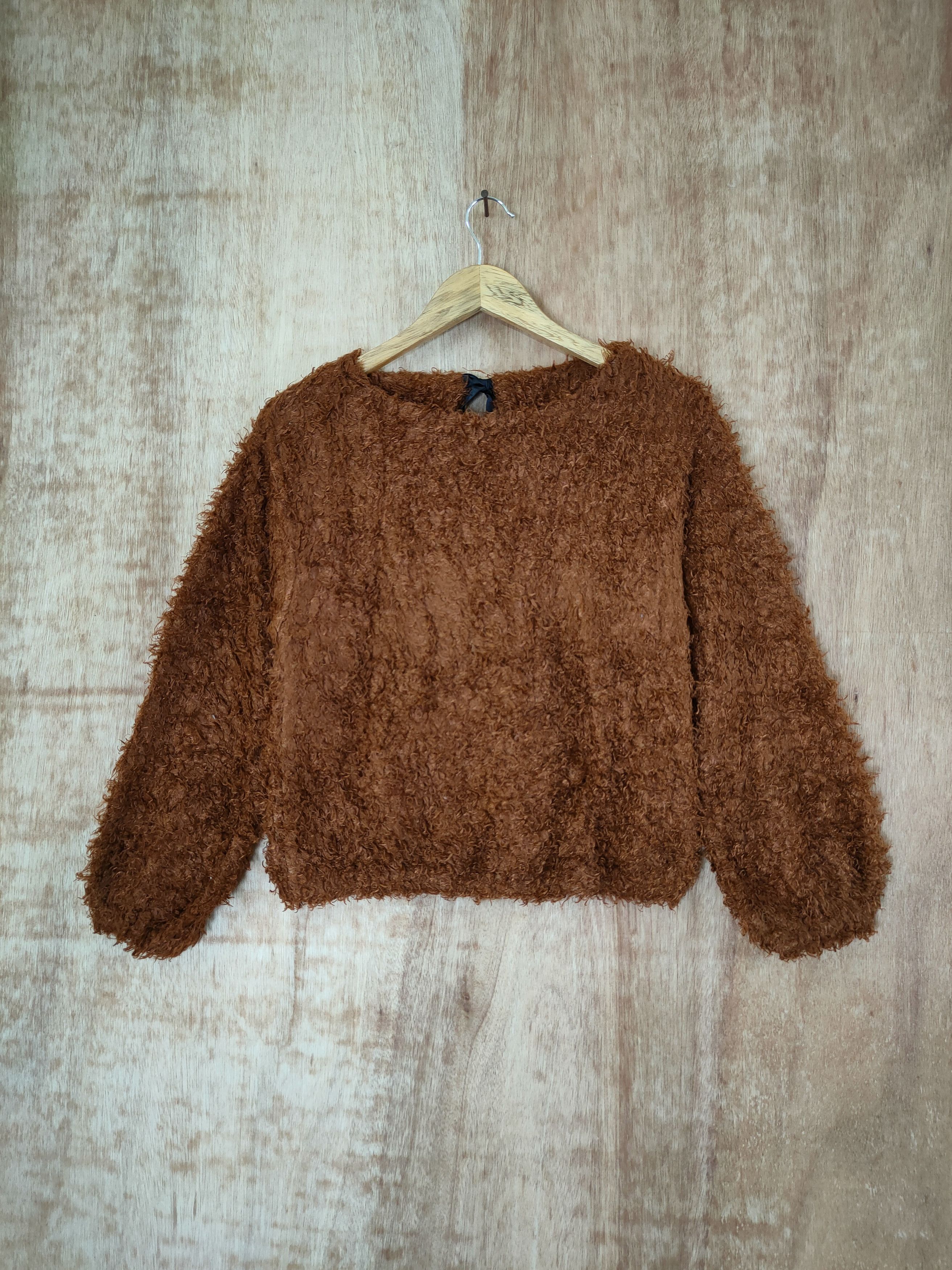 Homespun Knitwear D Rope picnic brown white soft fur mohair sweatshirt #46-500 Size XS / US 0-2 / IT 36-38 - 1 Thumbnail