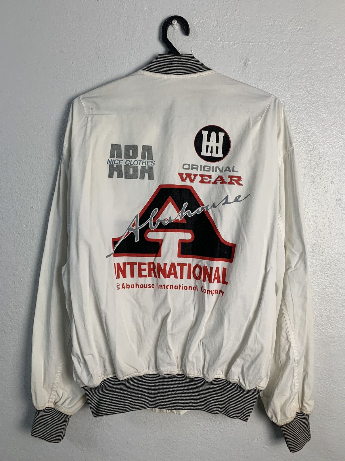 image of Abahouse Spellout Bomber Jacket in White, Men's (Size Medium)