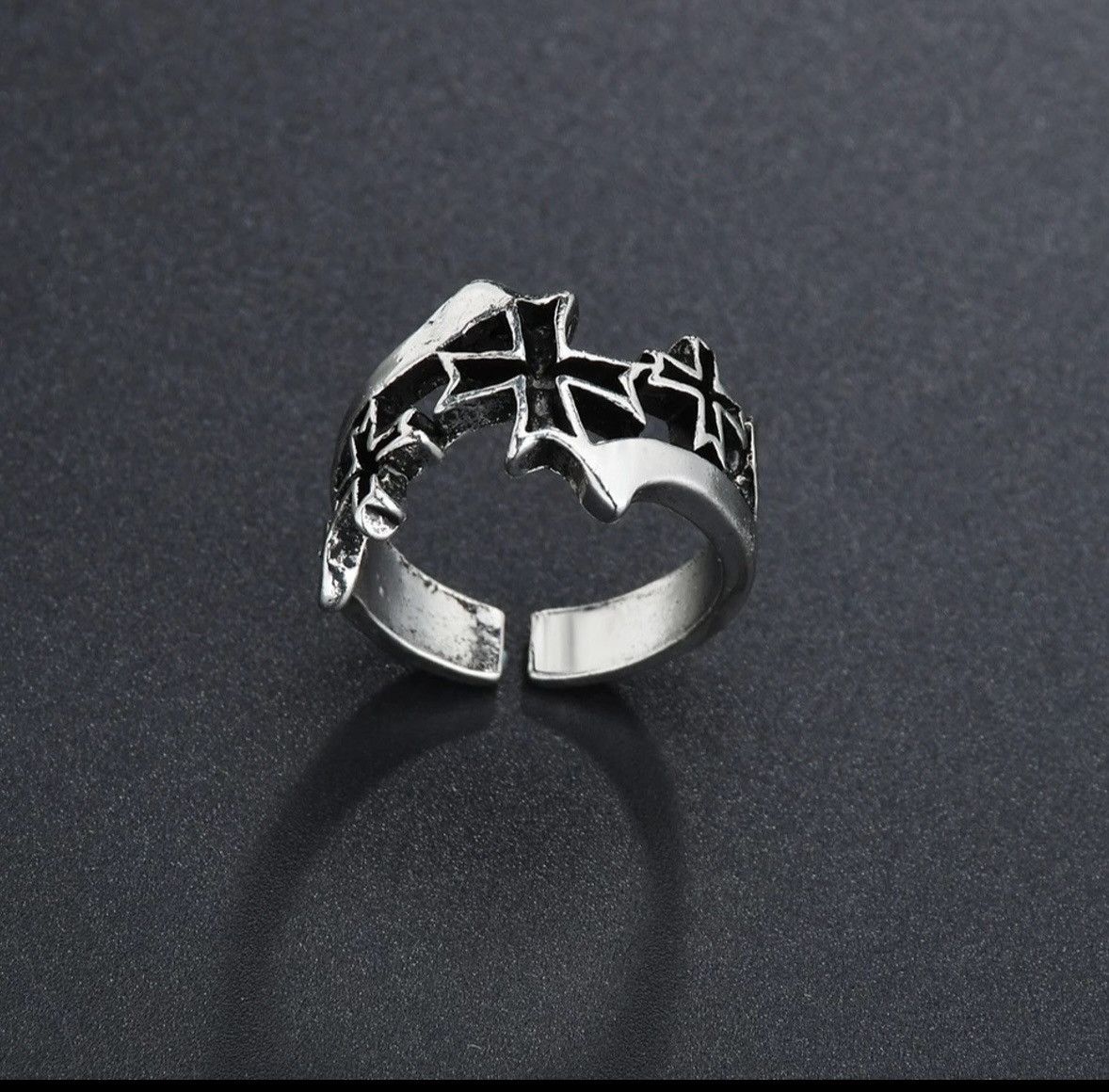 Vintage Gothic Cross Ring Grunge Punk Black Jewelry Size ONE SIZE - 1 Thumbnail