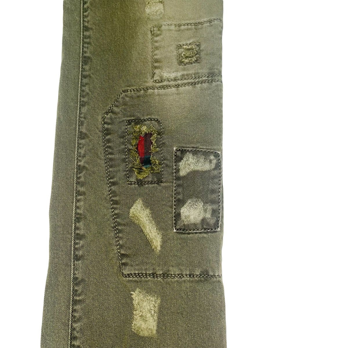 Hysteric Glamour × Japanese Brand Patchwork Sashiko Distressed Olive Punk Pants Size US 27 - 6 Thumbnail