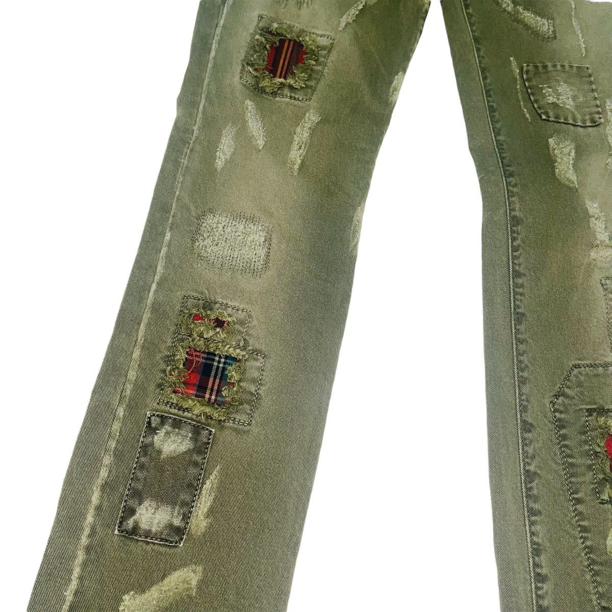 Hysteric Glamour × Japanese Brand Patchwork Sashiko Distressed Olive Punk Pants Size US 27 - 7 Thumbnail