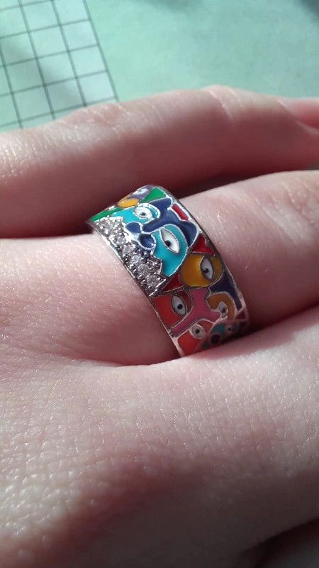Handmade Enamel Lovely Cat Ring Size ONE SIZE - 5 Thumbnail