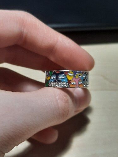 Handmade Enamel Lovely Cat Ring Size ONE SIZE - 9 Thumbnail