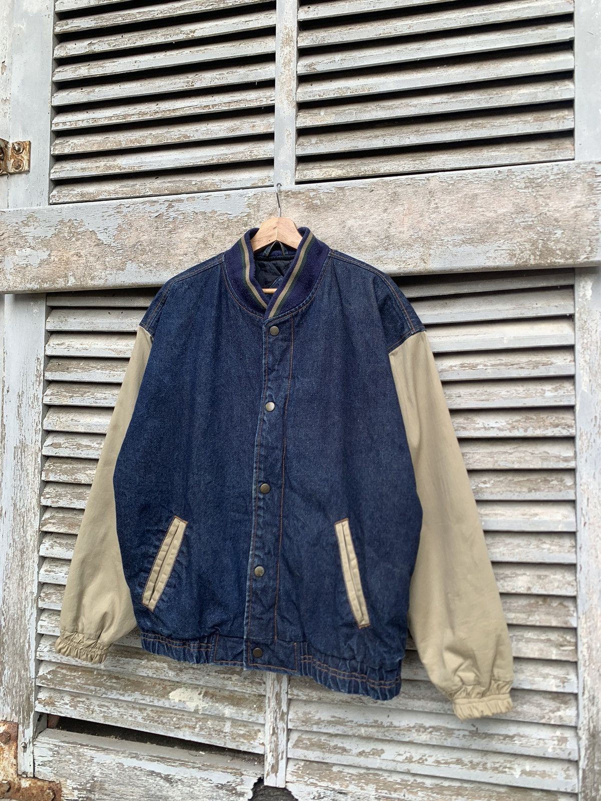 Vintage 👹Vintage SUKODA Denim Oversized Varsity Jacket Size US XL / EU 56 / 4 - 1 Thumbnail