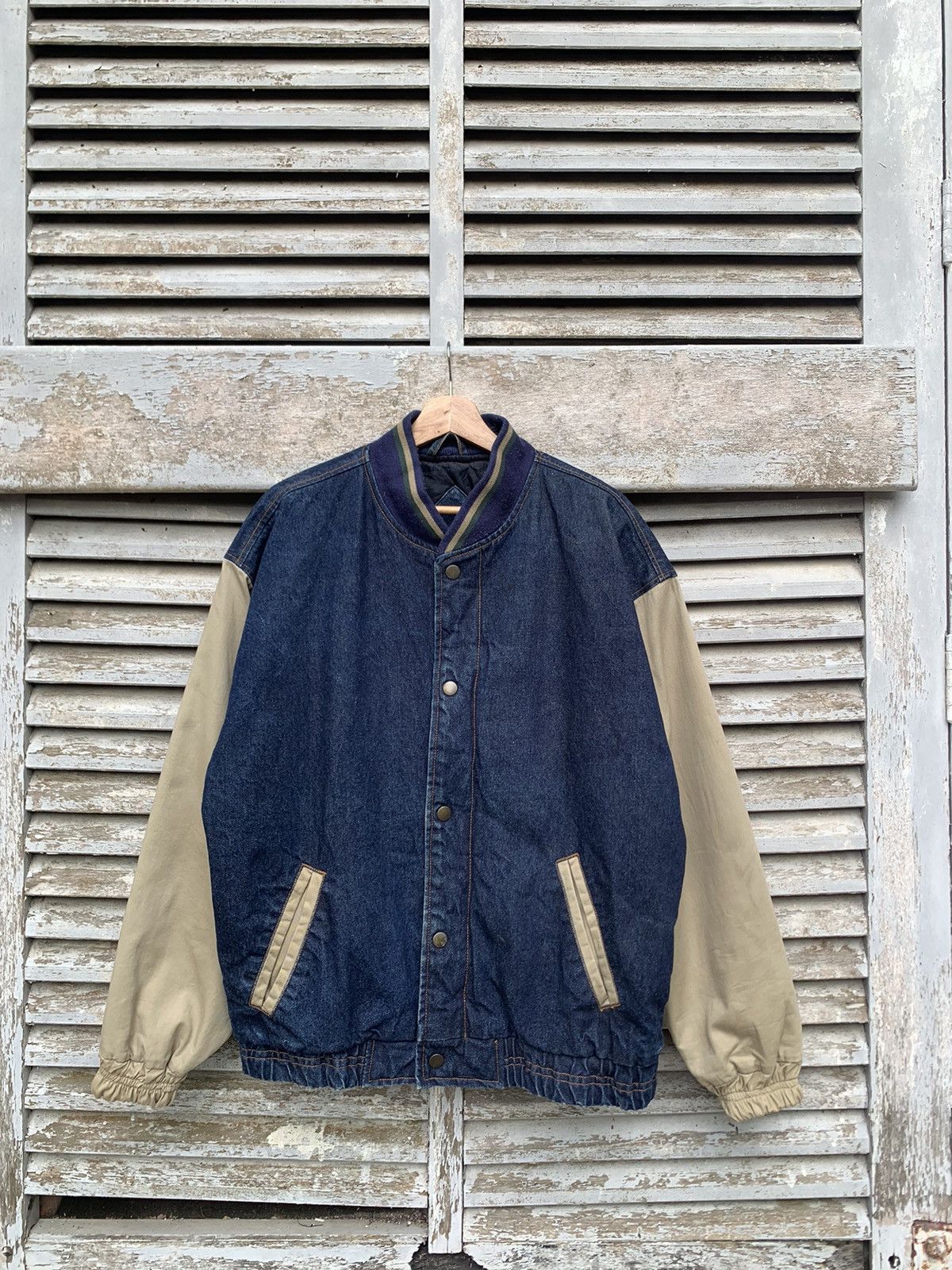 Vintage 👹Vintage SUKODA Denim Oversized Varsity Jacket Size US XL / EU 56 / 4 - 4 Thumbnail