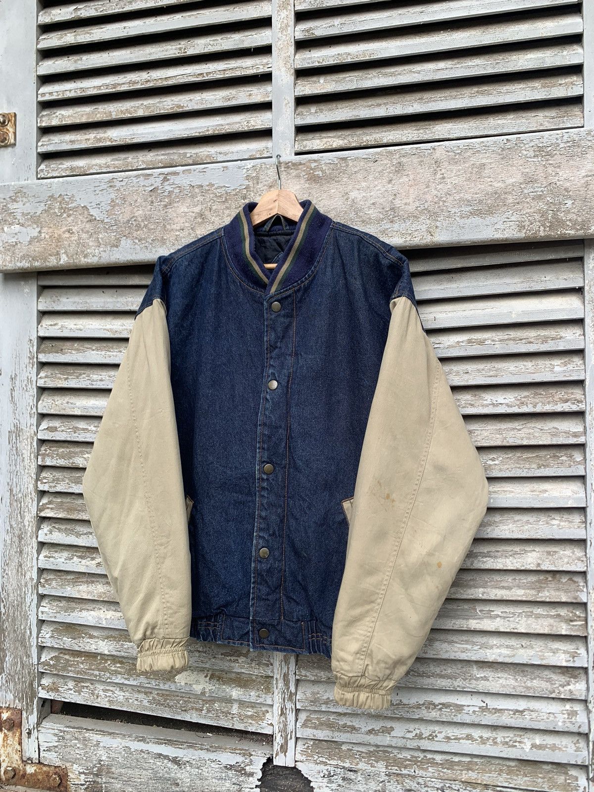 Vintage 👹Vintage SUKODA Denim Oversized Varsity Jacket Size US XL / EU 56 / 4 - 7 Thumbnail