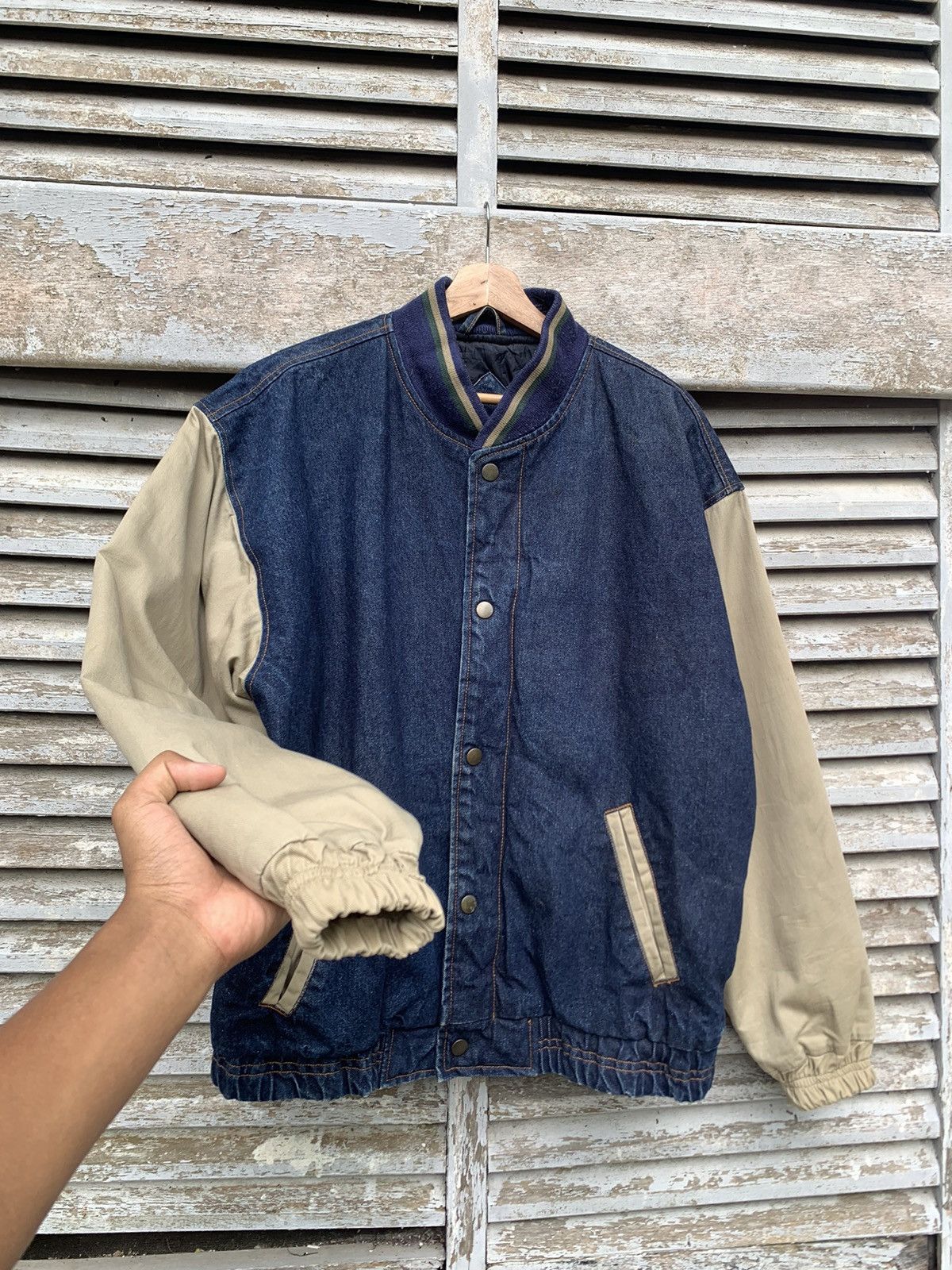Vintage 👹Vintage SUKODA Denim Oversized Varsity Jacket Size US XL / EU 56 / 4 - 6 Thumbnail