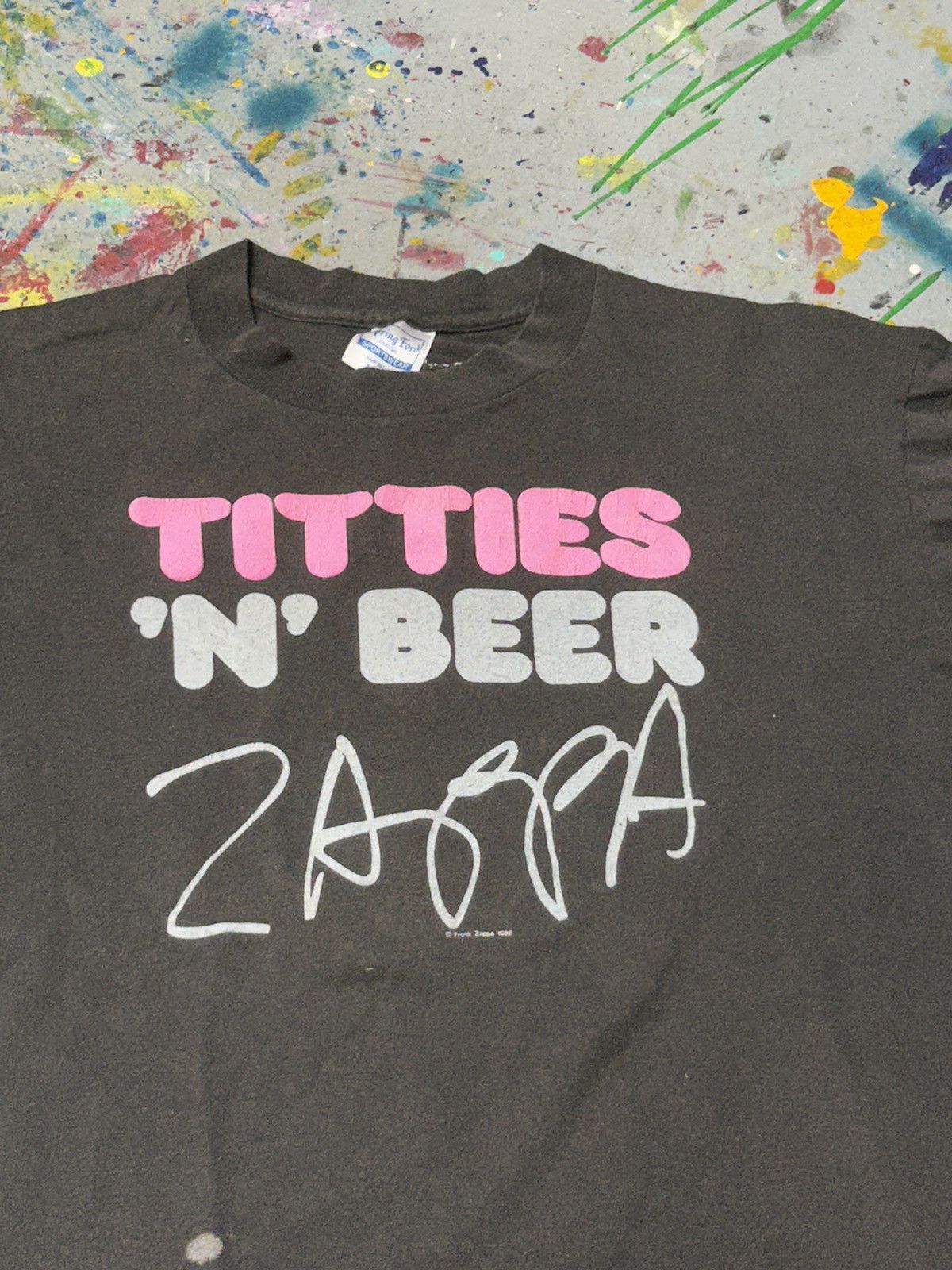 Band Tees × Vintage Frank Zappa titties n beer T-shirt 80s Size US L / EU 52-54 / 3 - 3 Thumbnail