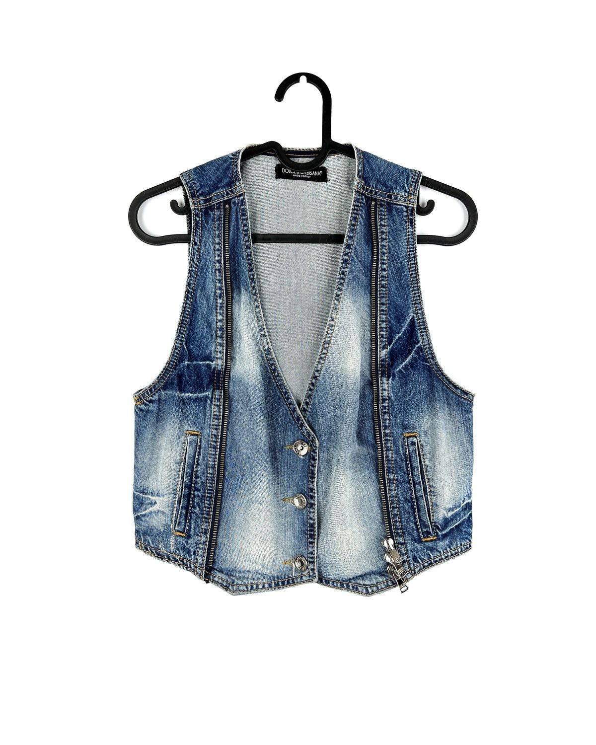 image of Dolce Gabbana x Vintage Dolce & Gabbana Multi Zip Women’S Vintage Denim Vest Jacket in Blue, Women'