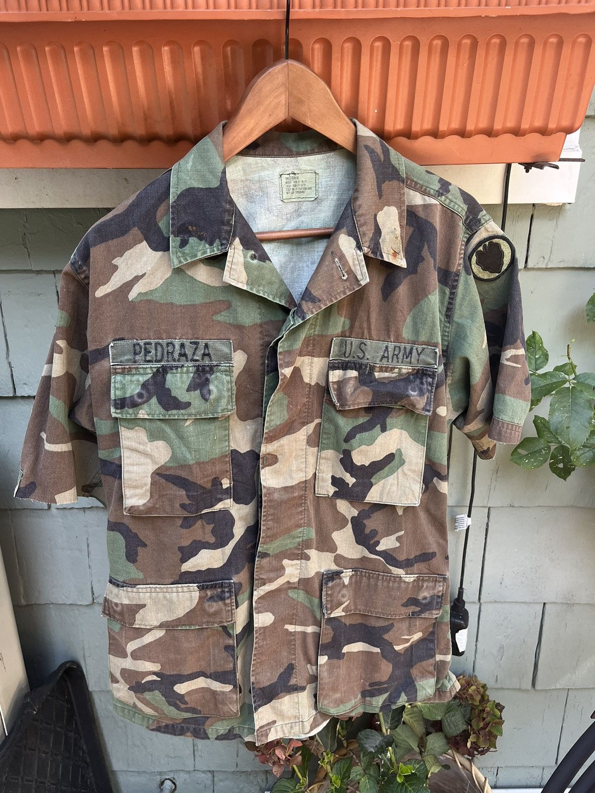 Vintage Military Patchwork Camo Button Up