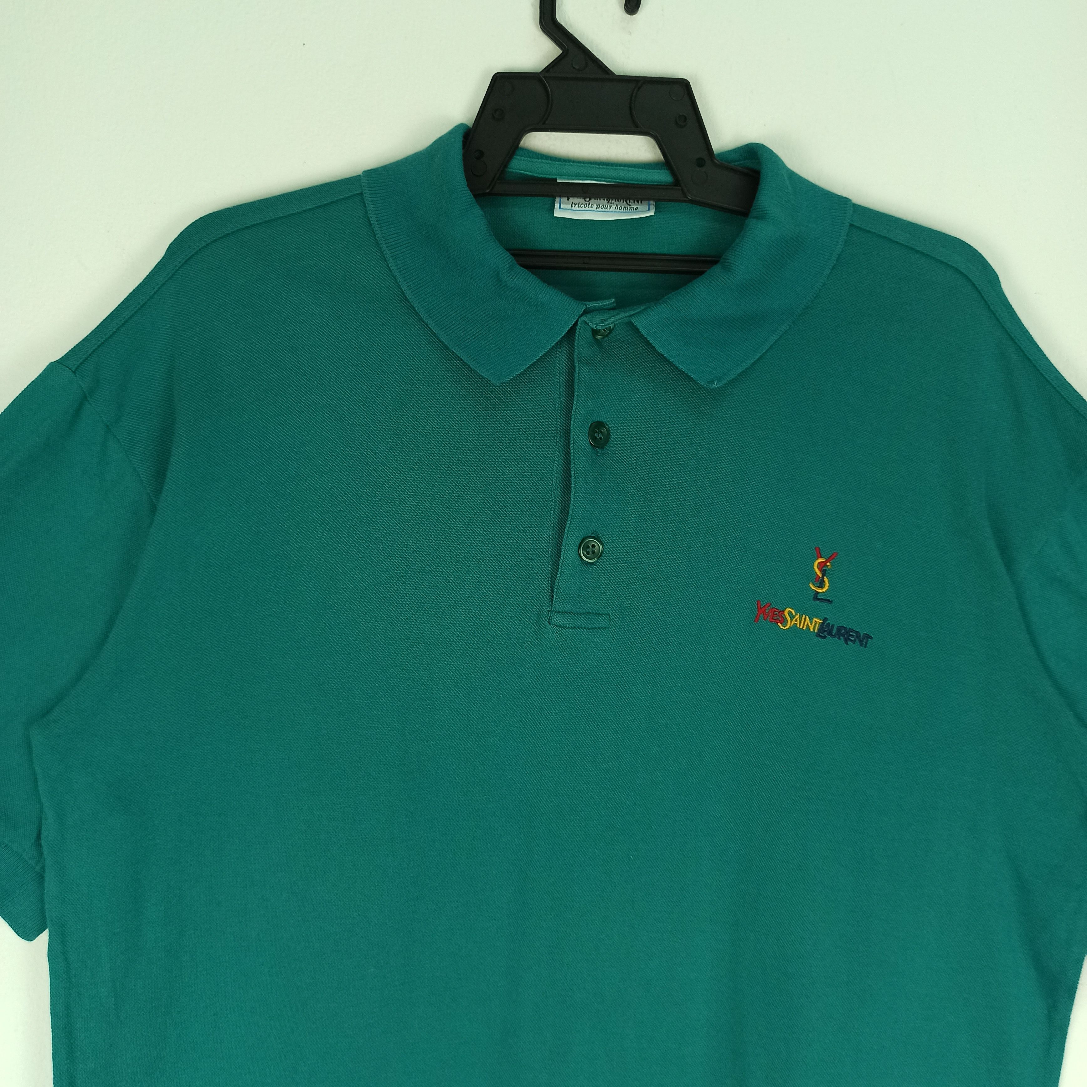 Yves Saint Laurent 🔥Vintage🔥 Yves Saint Laurent Rainbow Logo Polo Tee Size US XL / EU 56 / 4 - 2 Thumbnail