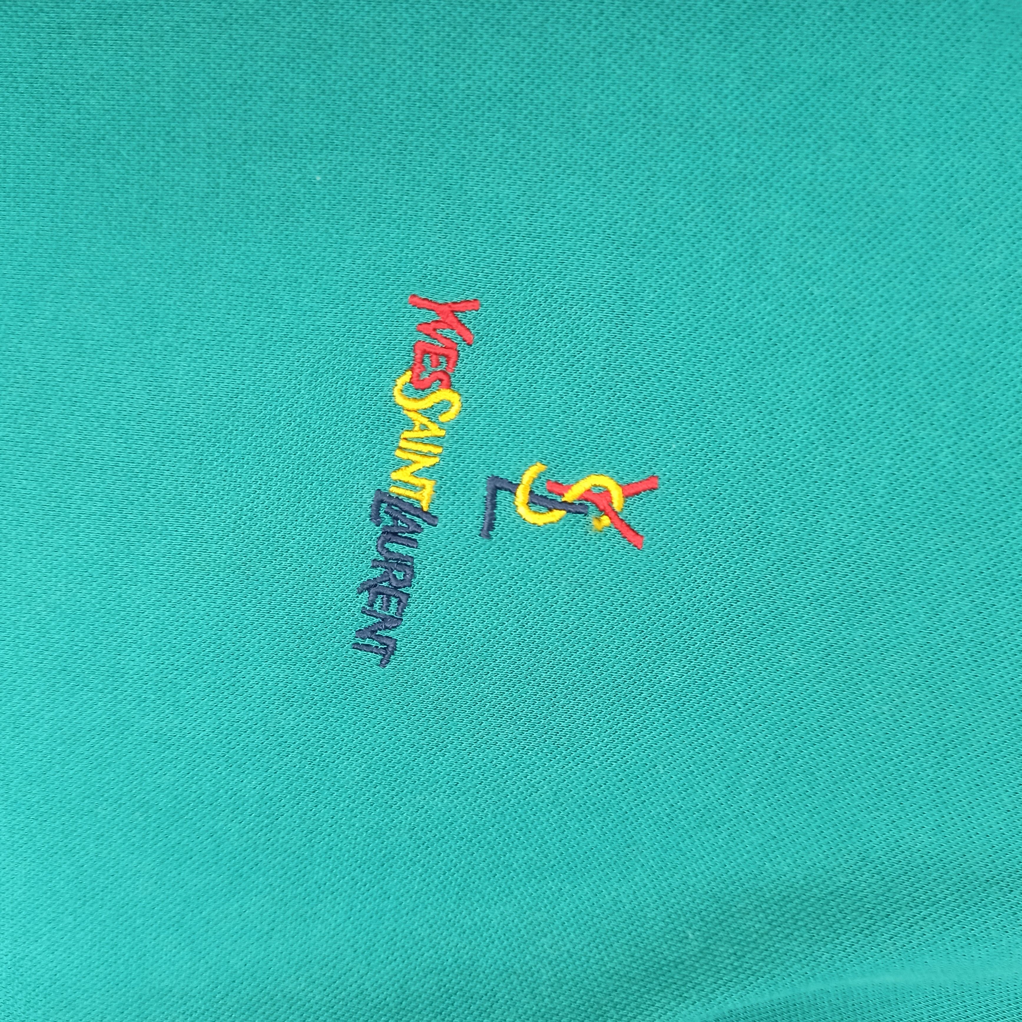 Yves Saint Laurent 🔥Vintage🔥 Yves Saint Laurent Rainbow Logo Polo Tee Size US XL / EU 56 / 4 - 4 Thumbnail