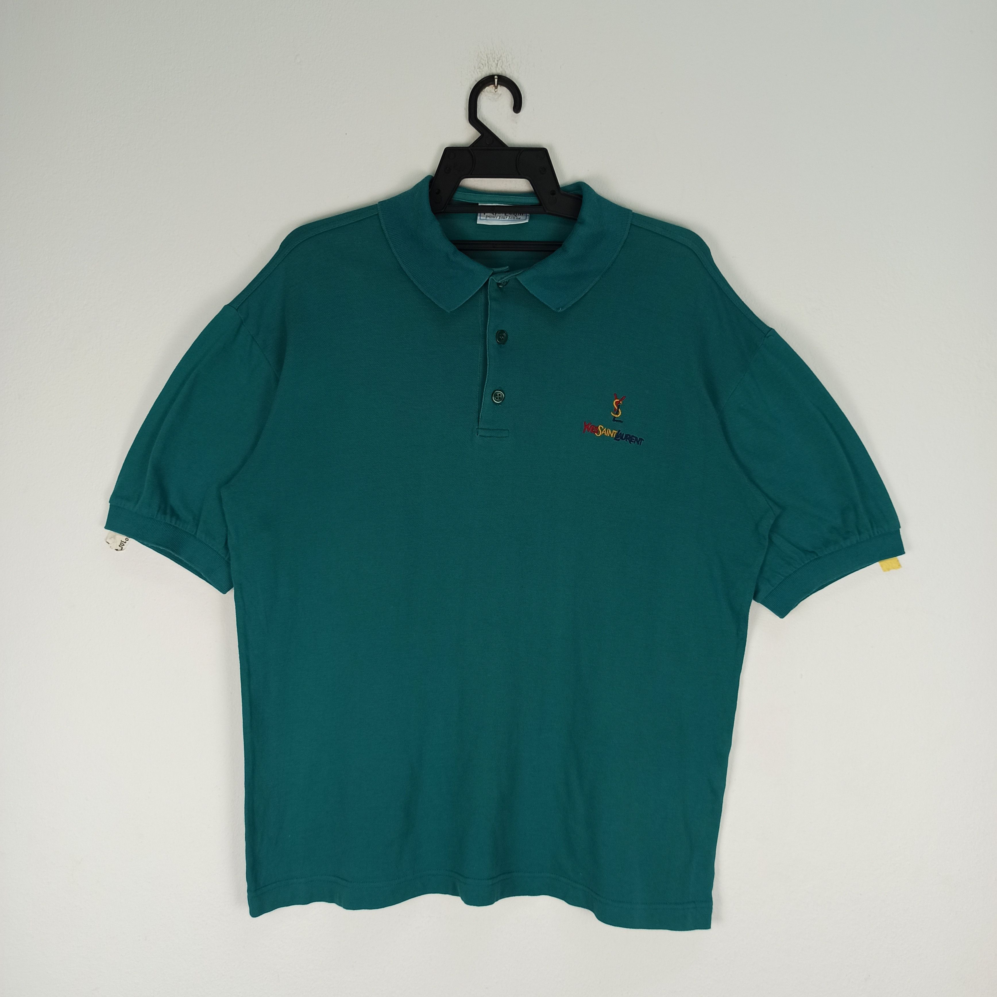 Yves Saint Laurent 🔥Vintage🔥 Yves Saint Laurent Rainbow Logo Polo Tee Size US XL / EU 56 / 4 - 1 Thumbnail