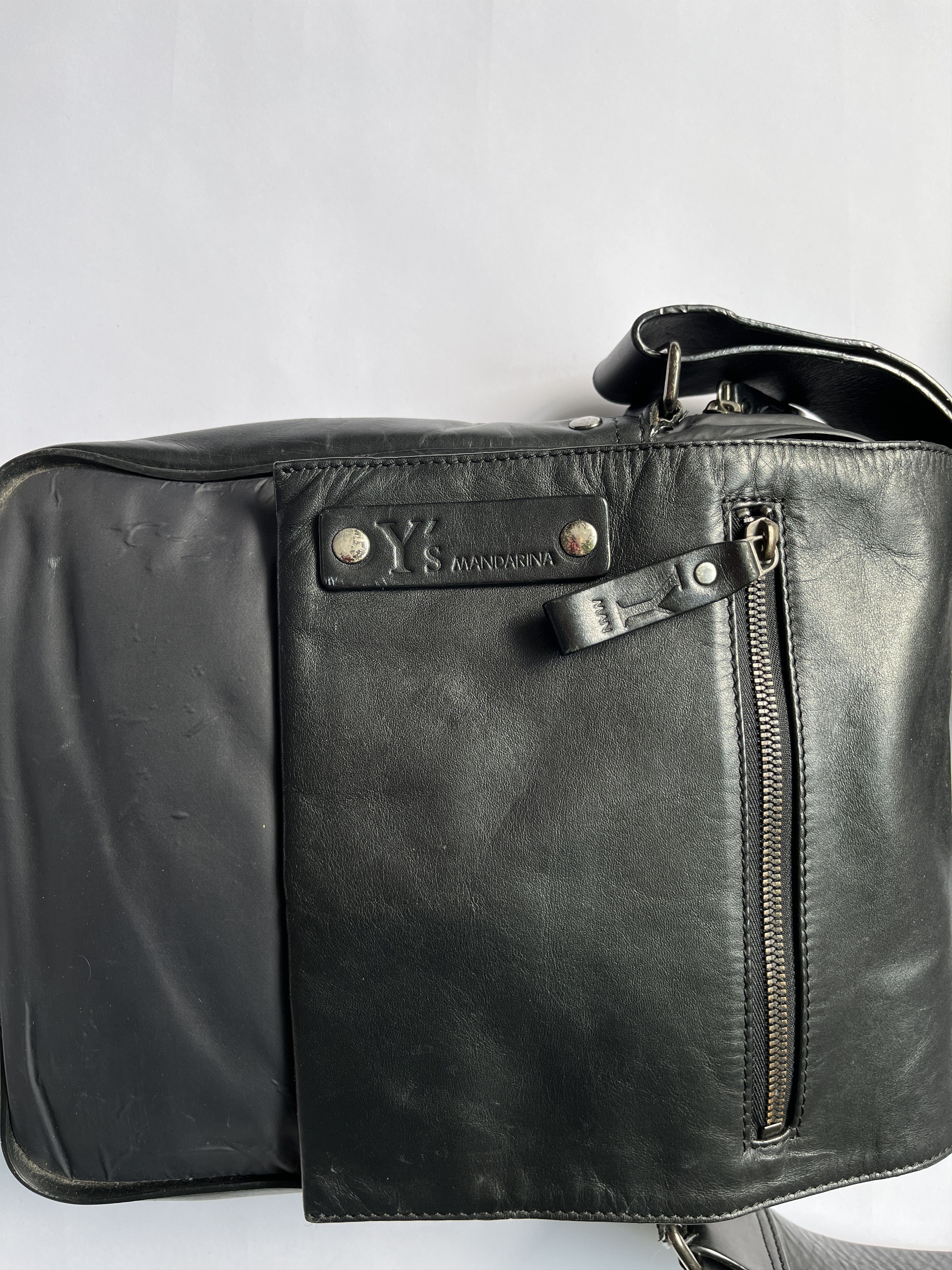 Y's ⚡️QUICK SALE⚡️2007 Y's Mandarina Black Leather & Nylon Bag Size ONE SIZE - 2 Thumbnail