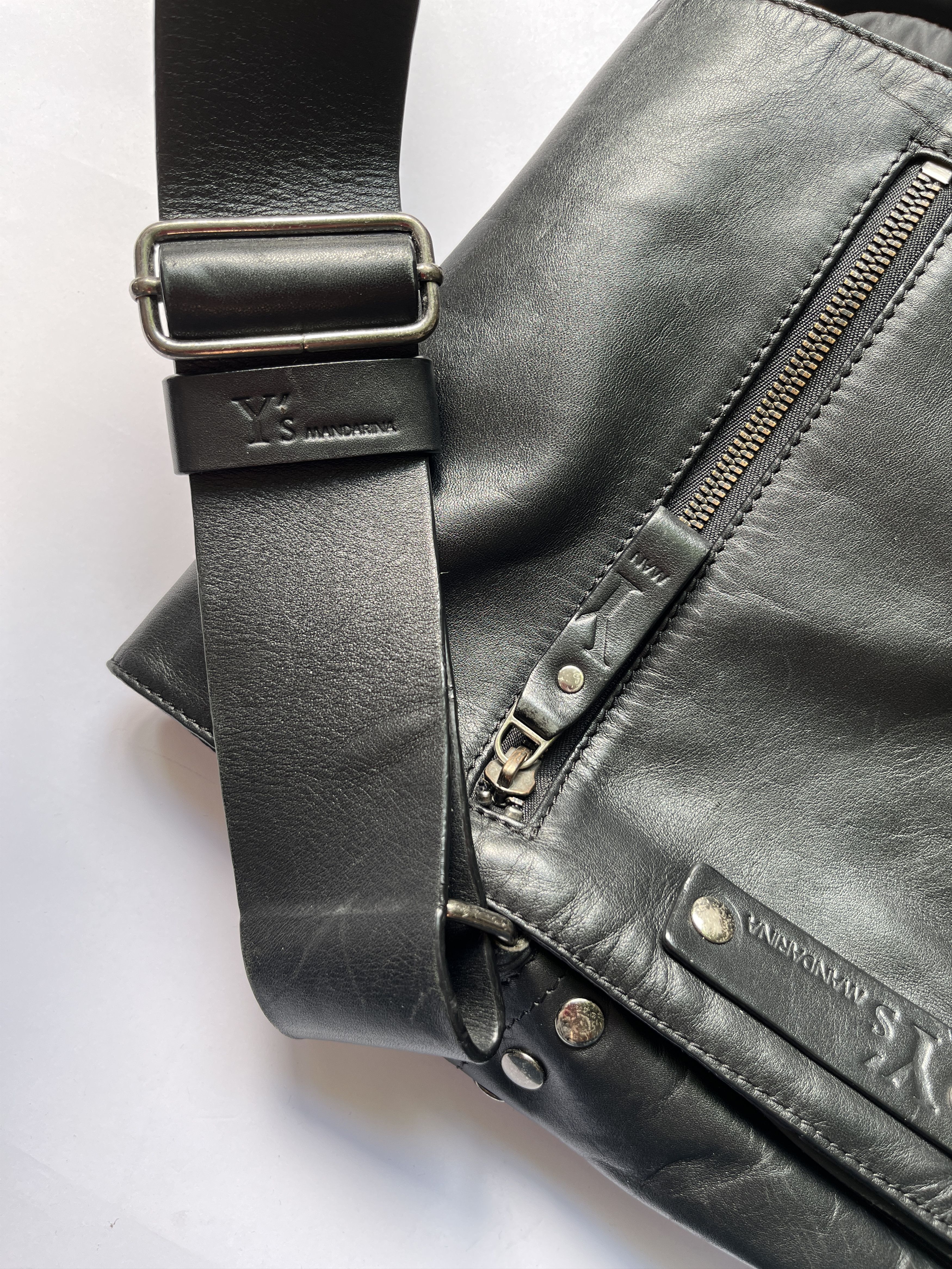 Y's ⚡️QUICK SALE⚡️2007 Y's Mandarina Black Leather & Nylon Bag Size ONE SIZE - 8 Thumbnail