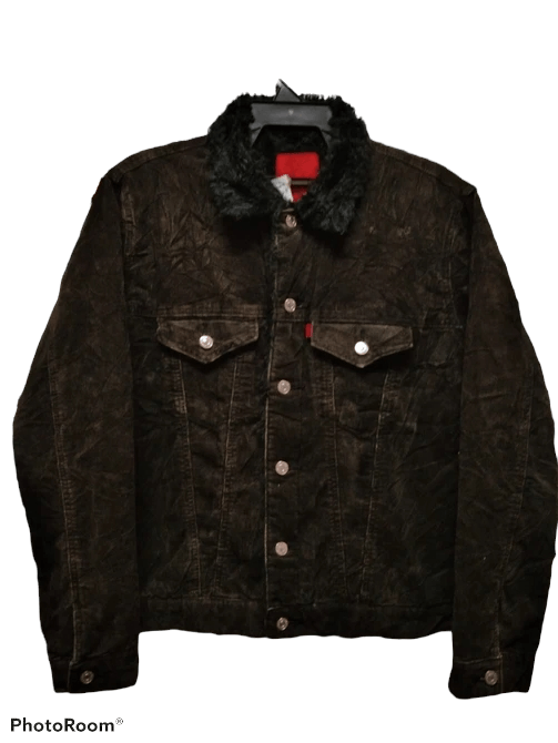 Edwin VINTAGE EDWIN COLDUROY TRUCKER JACKET FAUX FUR LINING Size US L / EU 52-54 / 3 - 1 Thumbnail