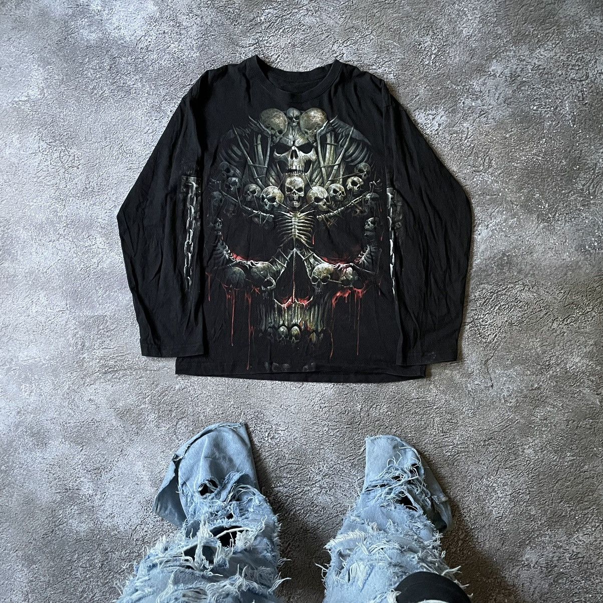 Vintage Y2K God Tee Skulls Dead Face Religion M