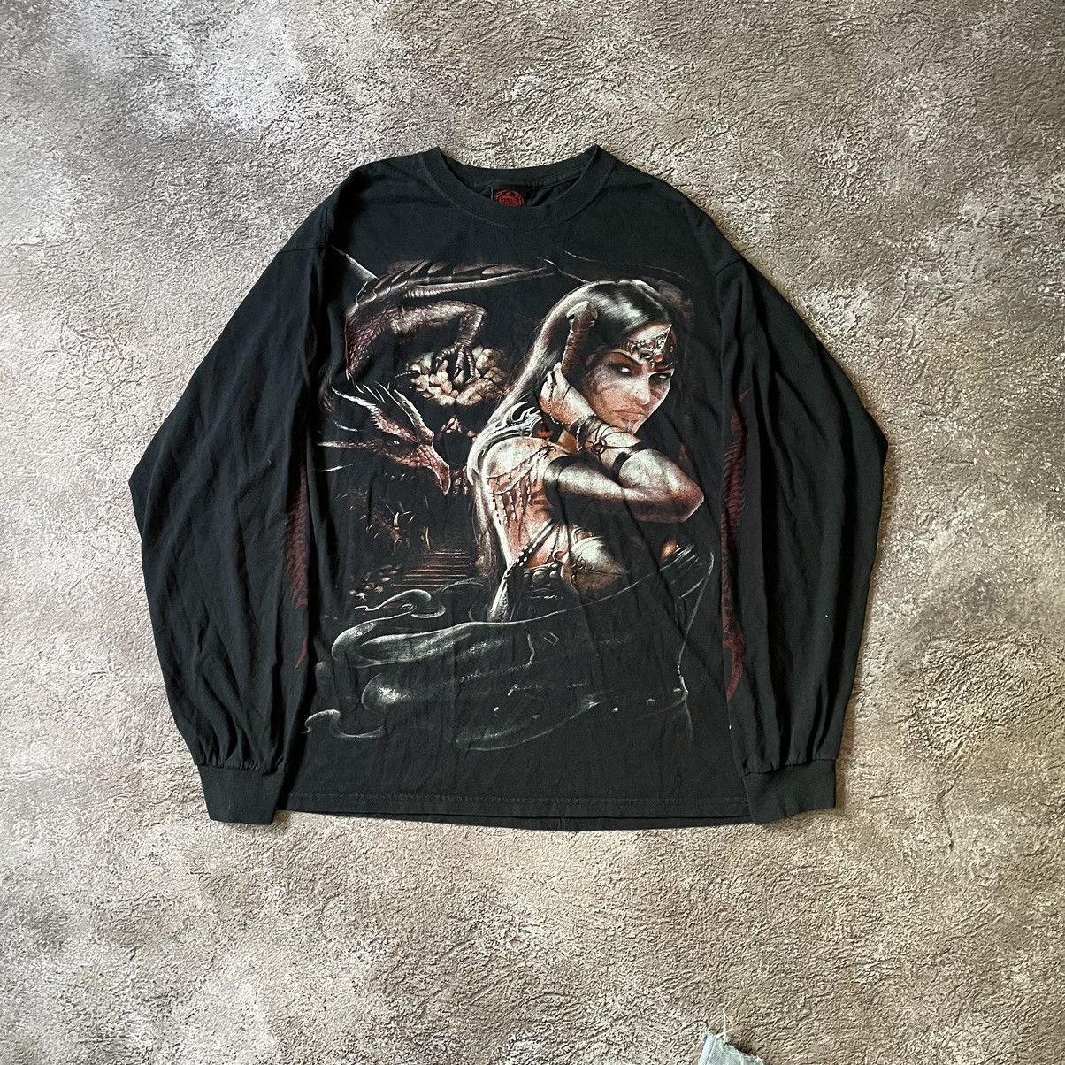 Vintage Vintage Y2K Graphic Tee Skulls Vampire Goth Black Japanese L Size US L / EU 52-54 / 3 - 3 Thumbnail