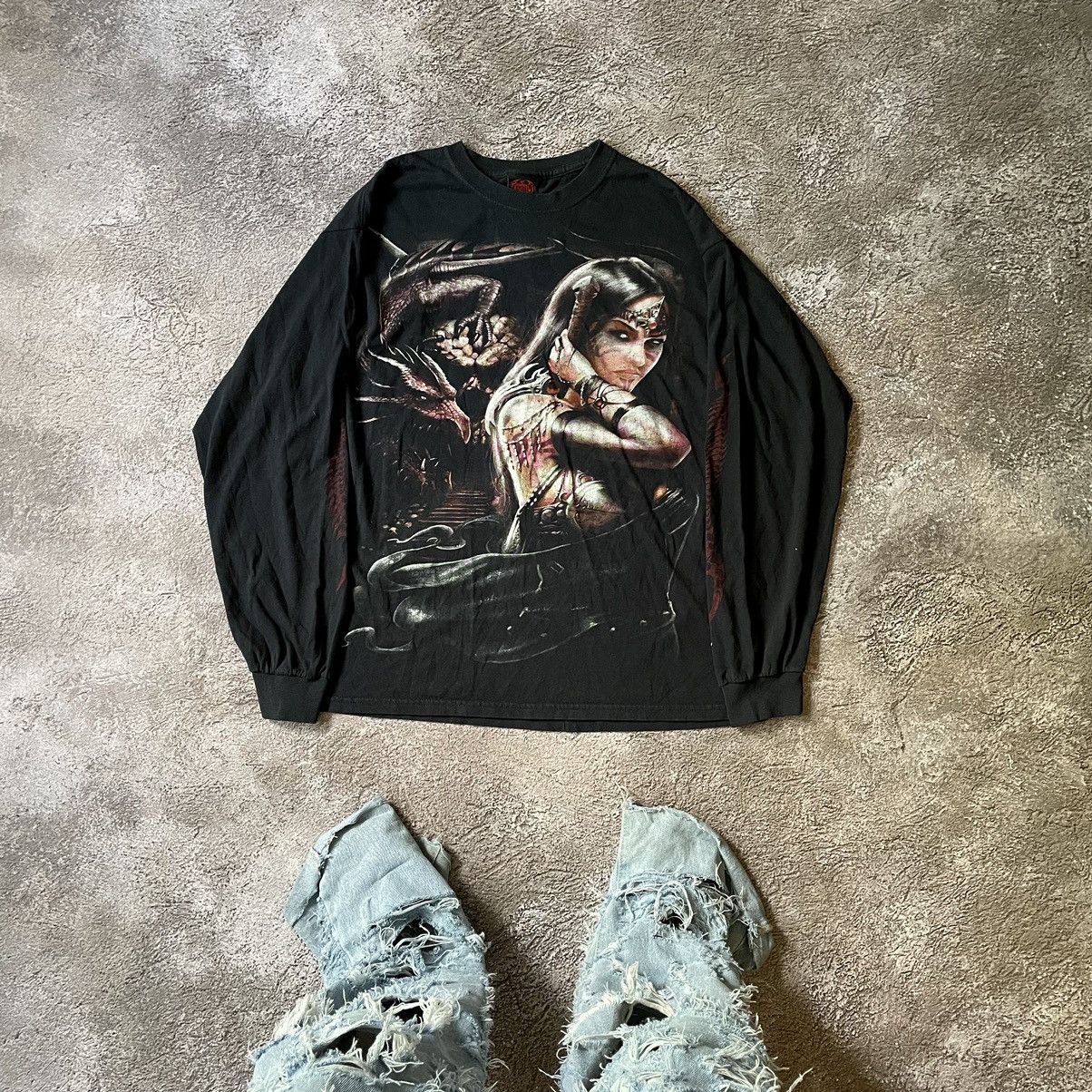 Vintage Vintage Y2K Graphic Tee Skulls Vampire Goth Black Japanese L Size US L / EU 52-54 / 3 - 1 Thumbnail