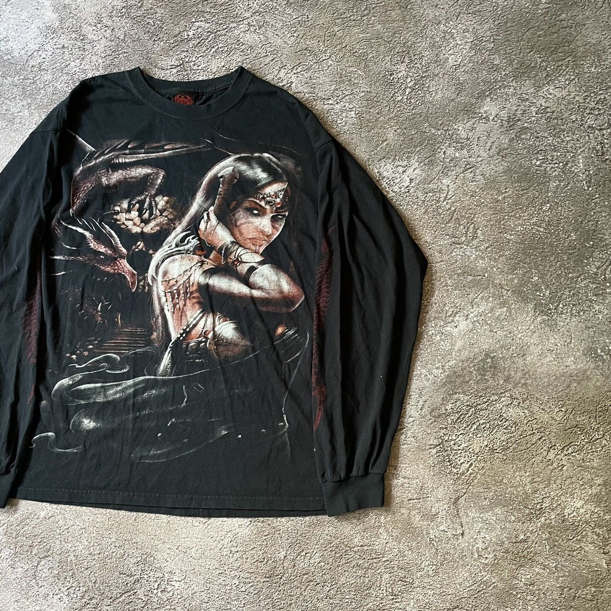 Vintage Vintage Y2K Graphic Tee Skulls Vampire Goth Black Japanese L Size US L / EU 52-54 / 3 - 2 Thumbnail