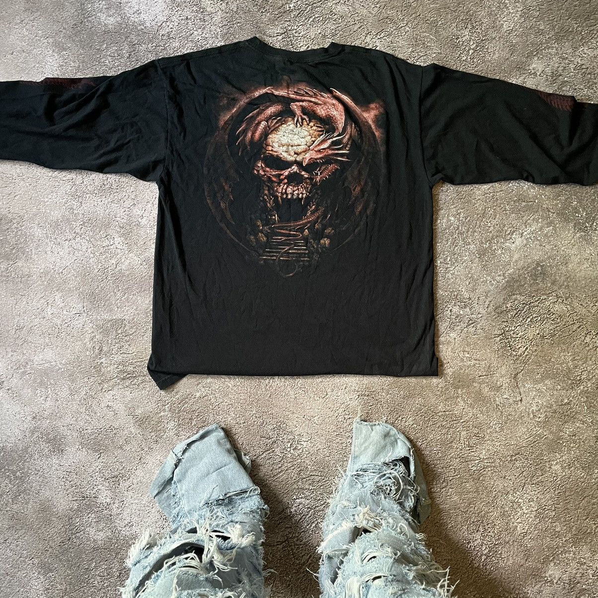 Vintage Vintage Y2K Graphic Tee Skulls Vampire Goth Black Japanese L Size US L / EU 52-54 / 3 - 7 Thumbnail