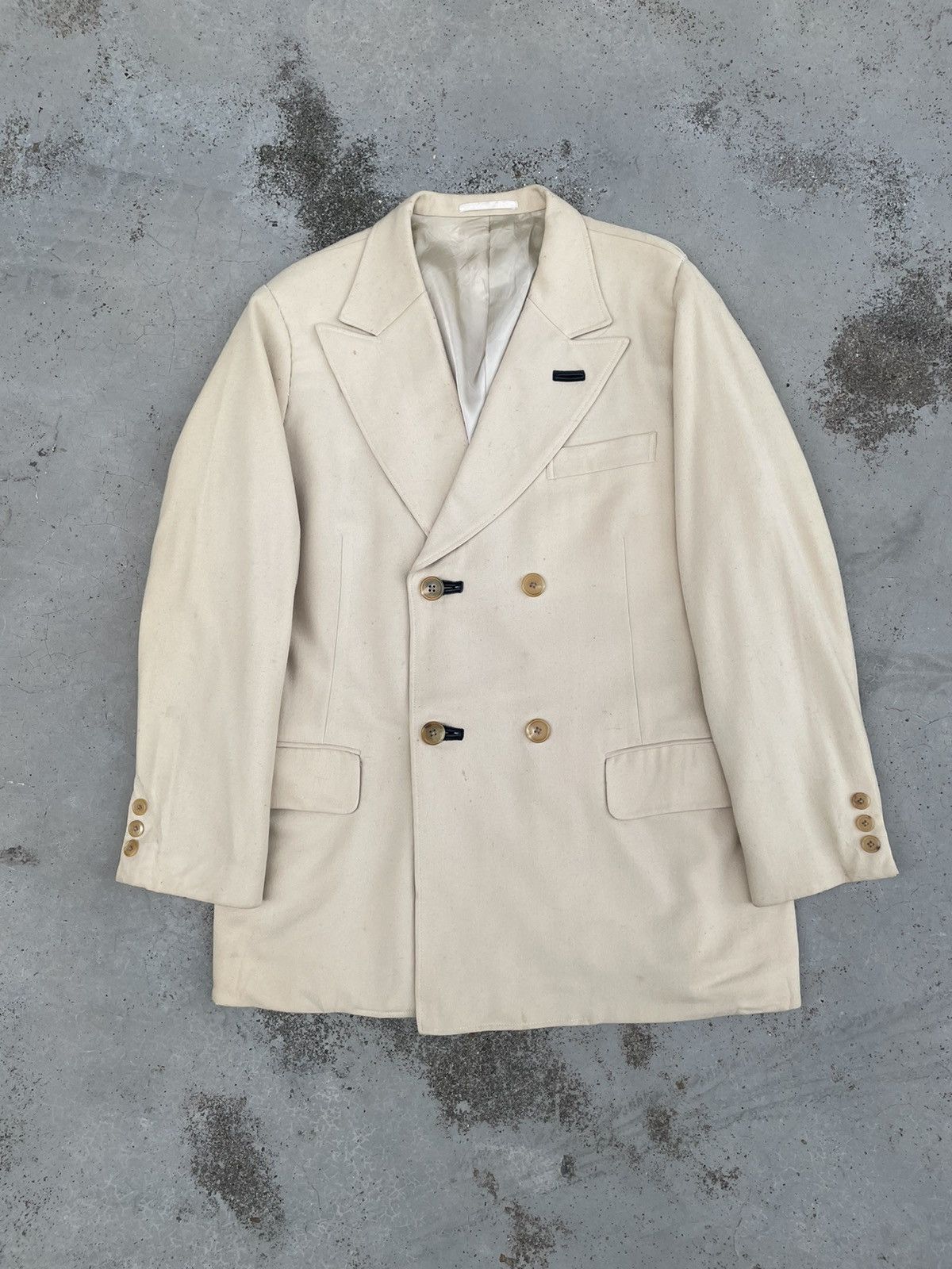 image of Yohji Yamamoto x YS For Men Yamamoto Ys For Men Wool Jacket Coat in Vanilla (Size Small)