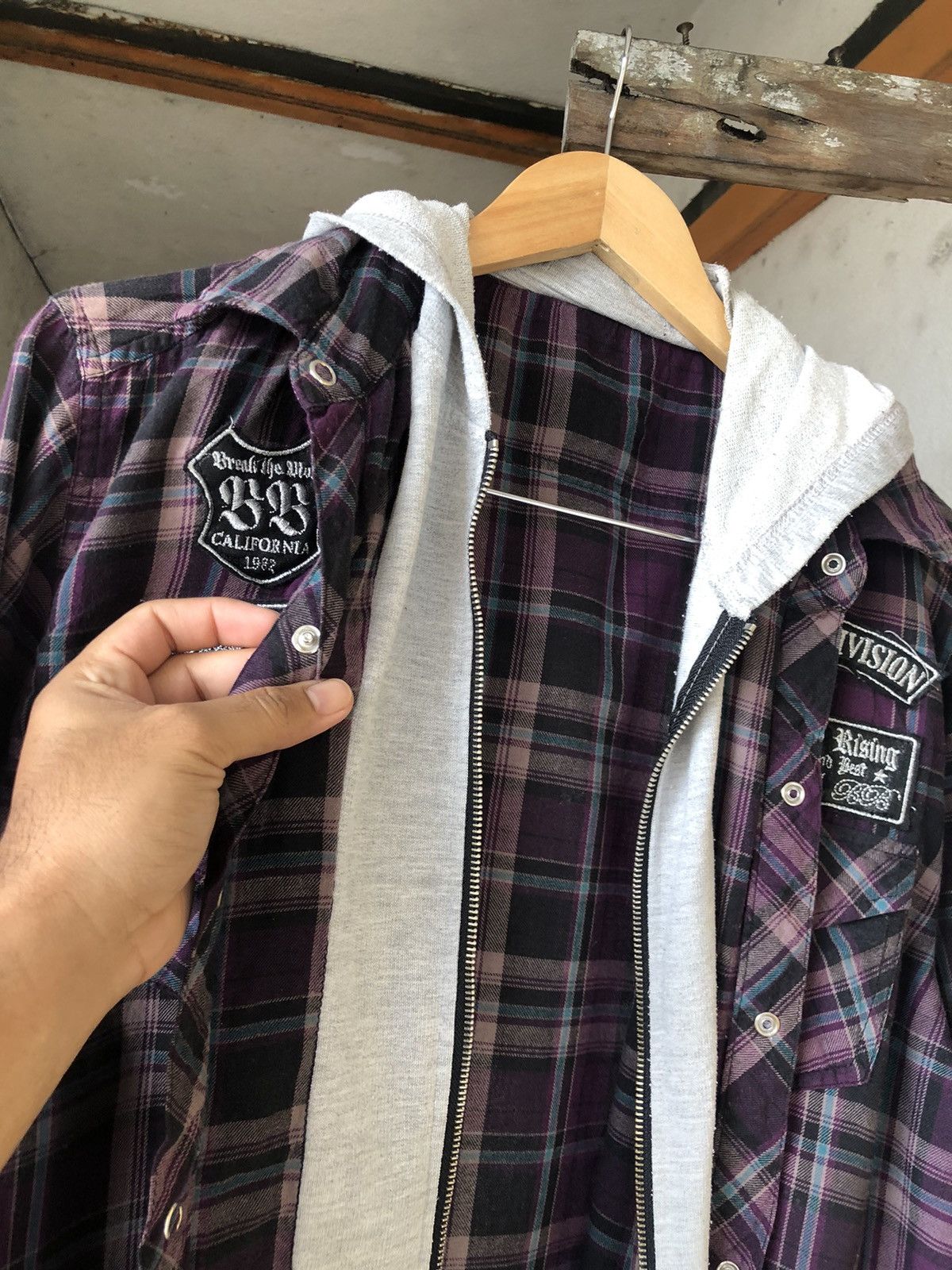 Flannel Nice❗️Bad Boy Rising Flannel Hoodie Like Number Nine Size US M / EU 48-50 / 2 - 11 Thumbnail