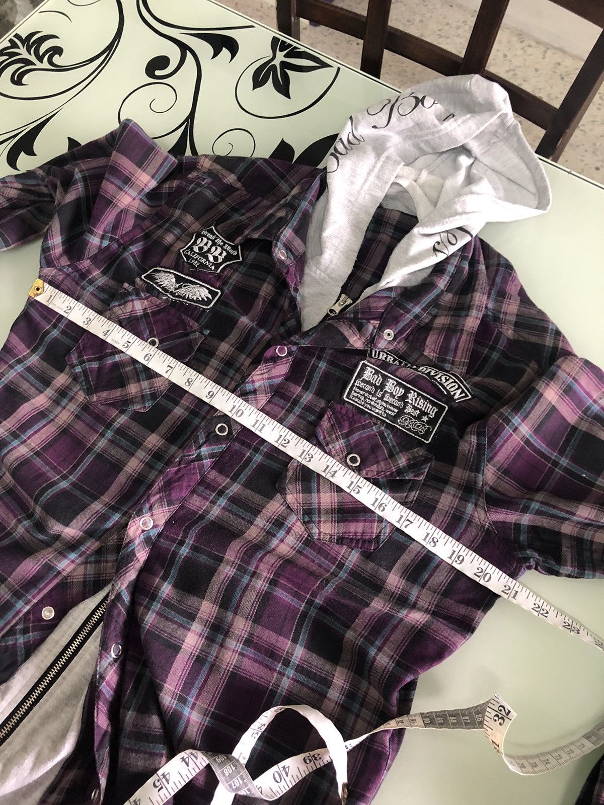 Flannel Nice❗️Bad Boy Rising Flannel Hoodie Like Number Nine Size US M / EU 48-50 / 2 - 16 Thumbnail