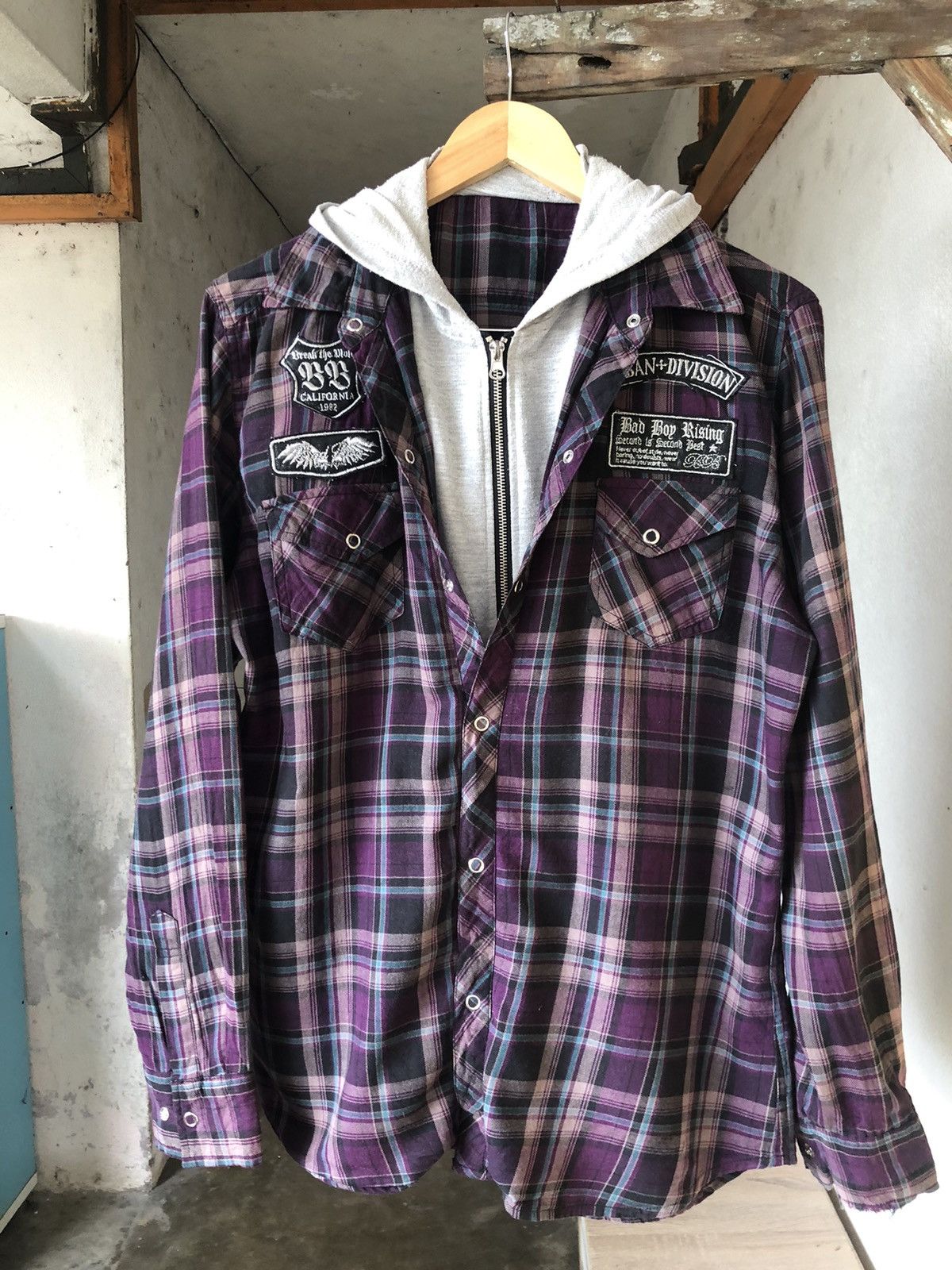 Flannel Nice❗️Bad Boy Rising Flannel Hoodie Like Number Nine Size US M / EU 48-50 / 2 - 8 Thumbnail