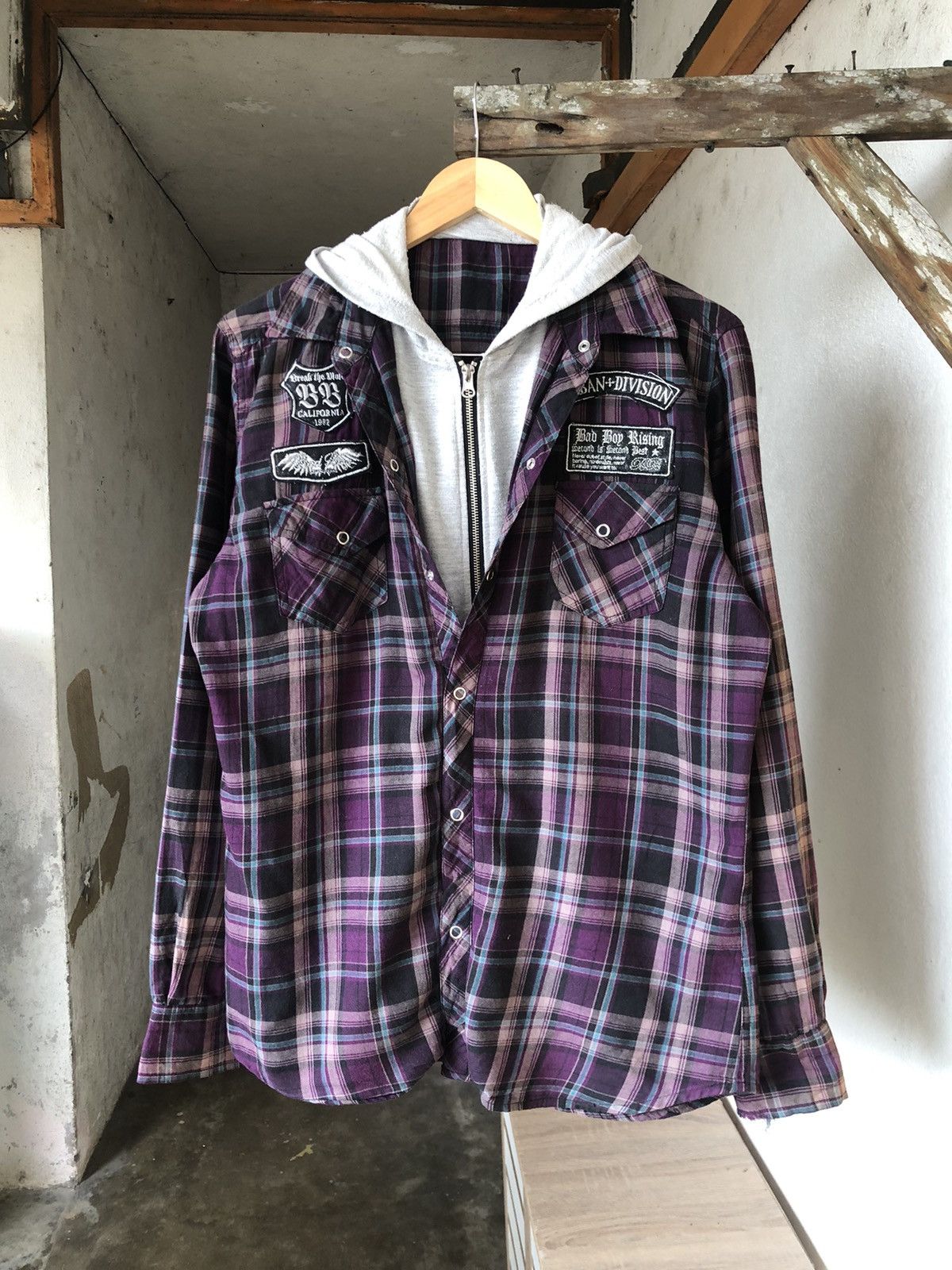 Flannel Nice❗️Bad Boy Rising Flannel Hoodie Like Number Nine Size US M / EU 48-50 / 2 - 1 Thumbnail