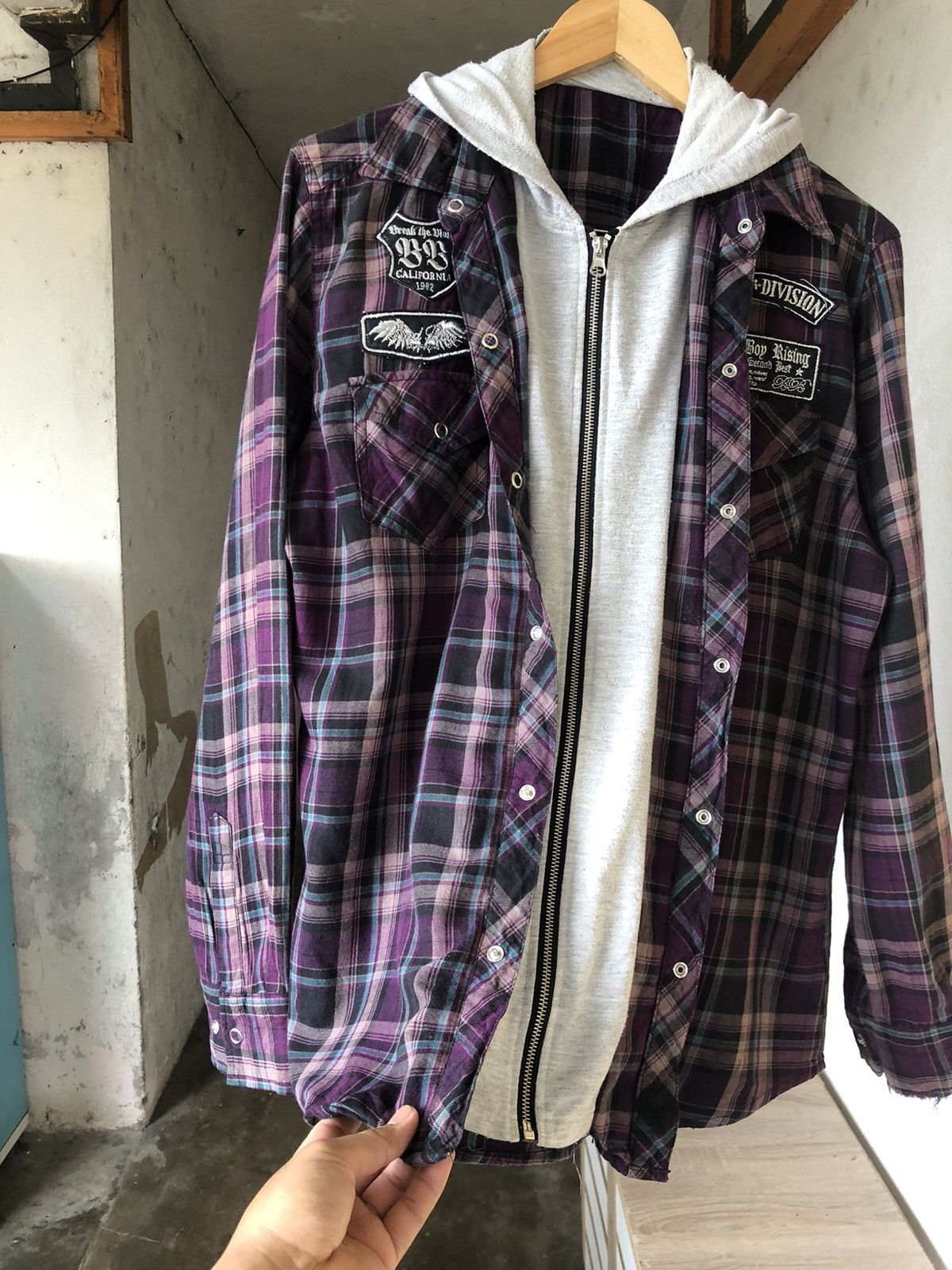 Flannel Nice❗️Bad Boy Rising Flannel Hoodie Like Number Nine Size US M / EU 48-50 / 2 - 10 Thumbnail