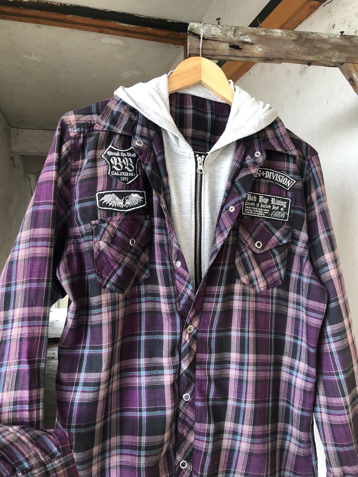 Flannel Nice❗️Bad Boy Rising Flannel Hoodie Like Number Nine Size US M / EU 48-50 / 2 - 7 Thumbnail