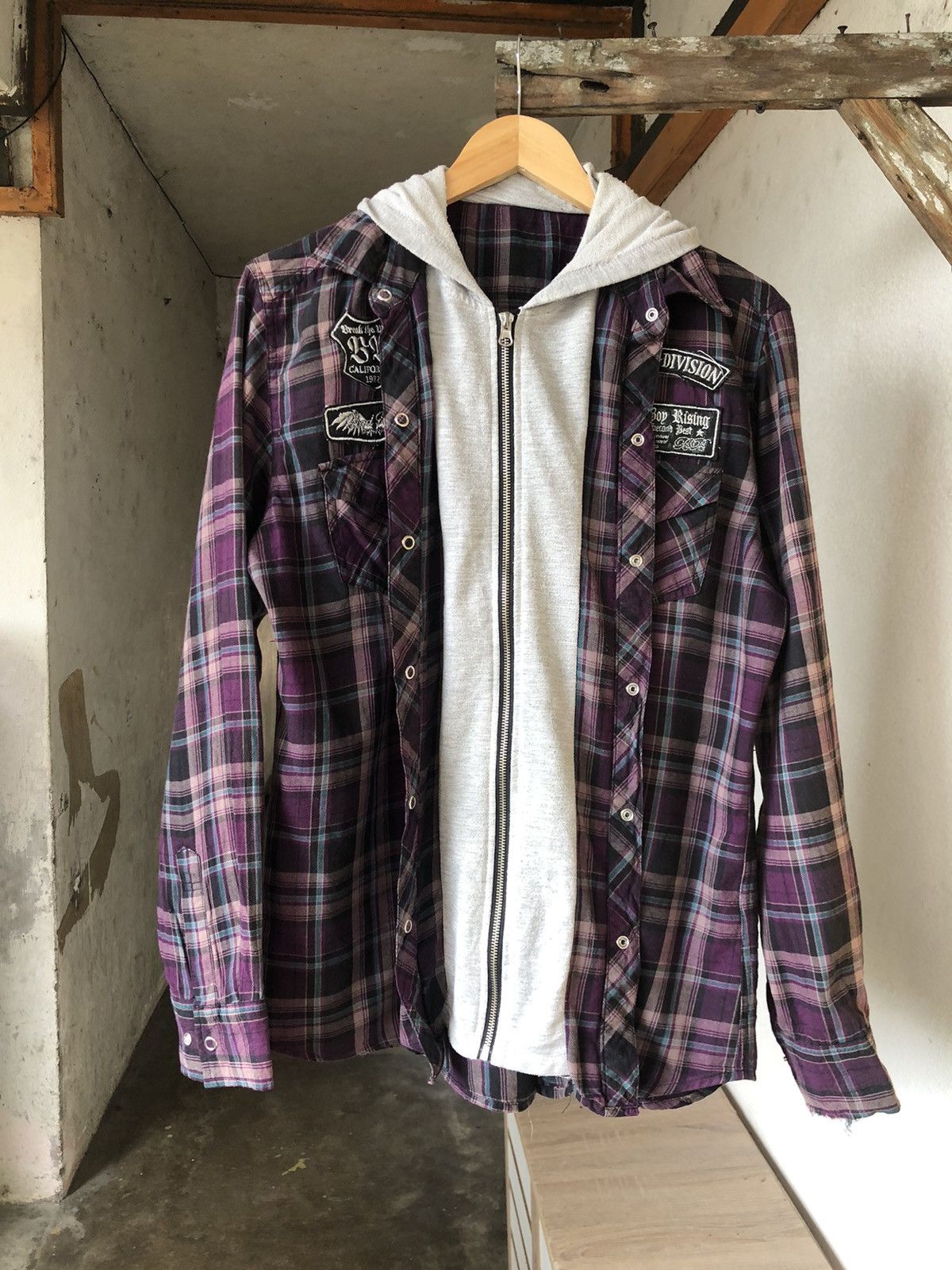 Flannel Nice❗️Bad Boy Rising Flannel Hoodie Like Number Nine Size US M / EU 48-50 / 2 - 3 Thumbnail