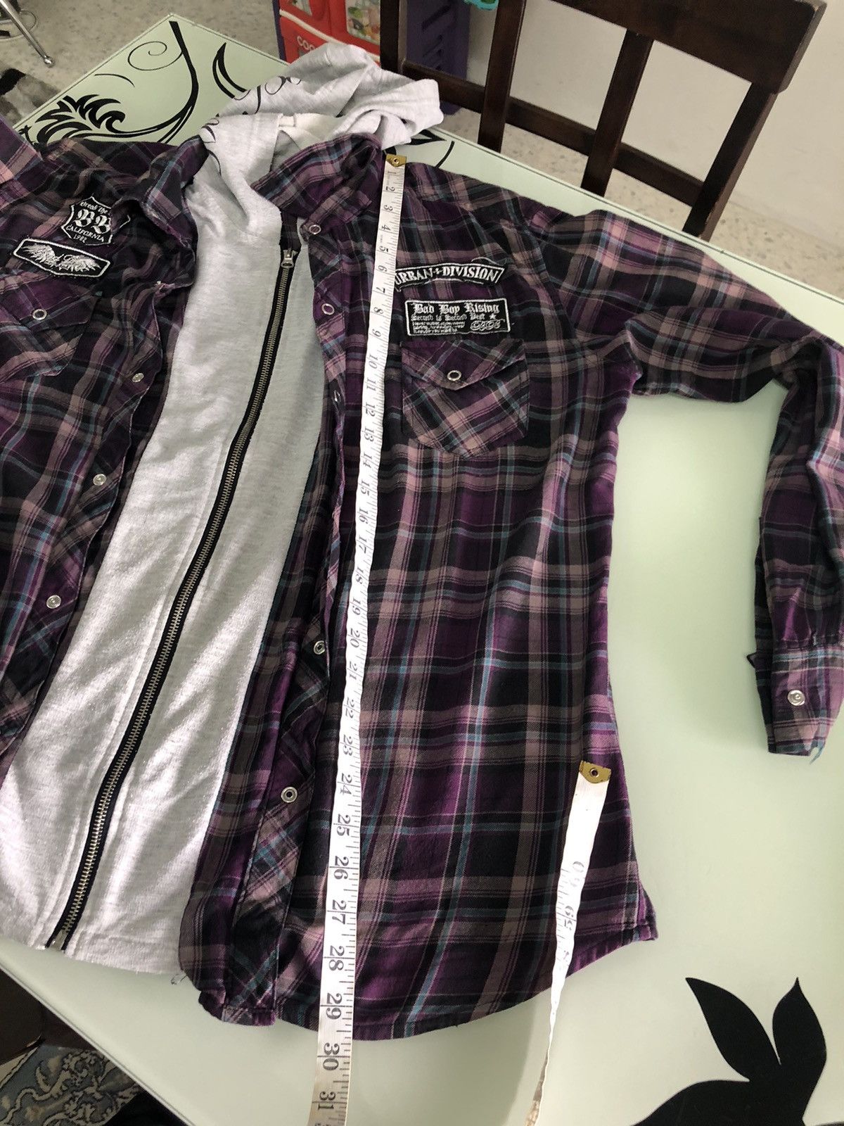 Flannel Nice❗️Bad Boy Rising Flannel Hoodie Like Number Nine Size US M / EU 48-50 / 2 - 18 Thumbnail